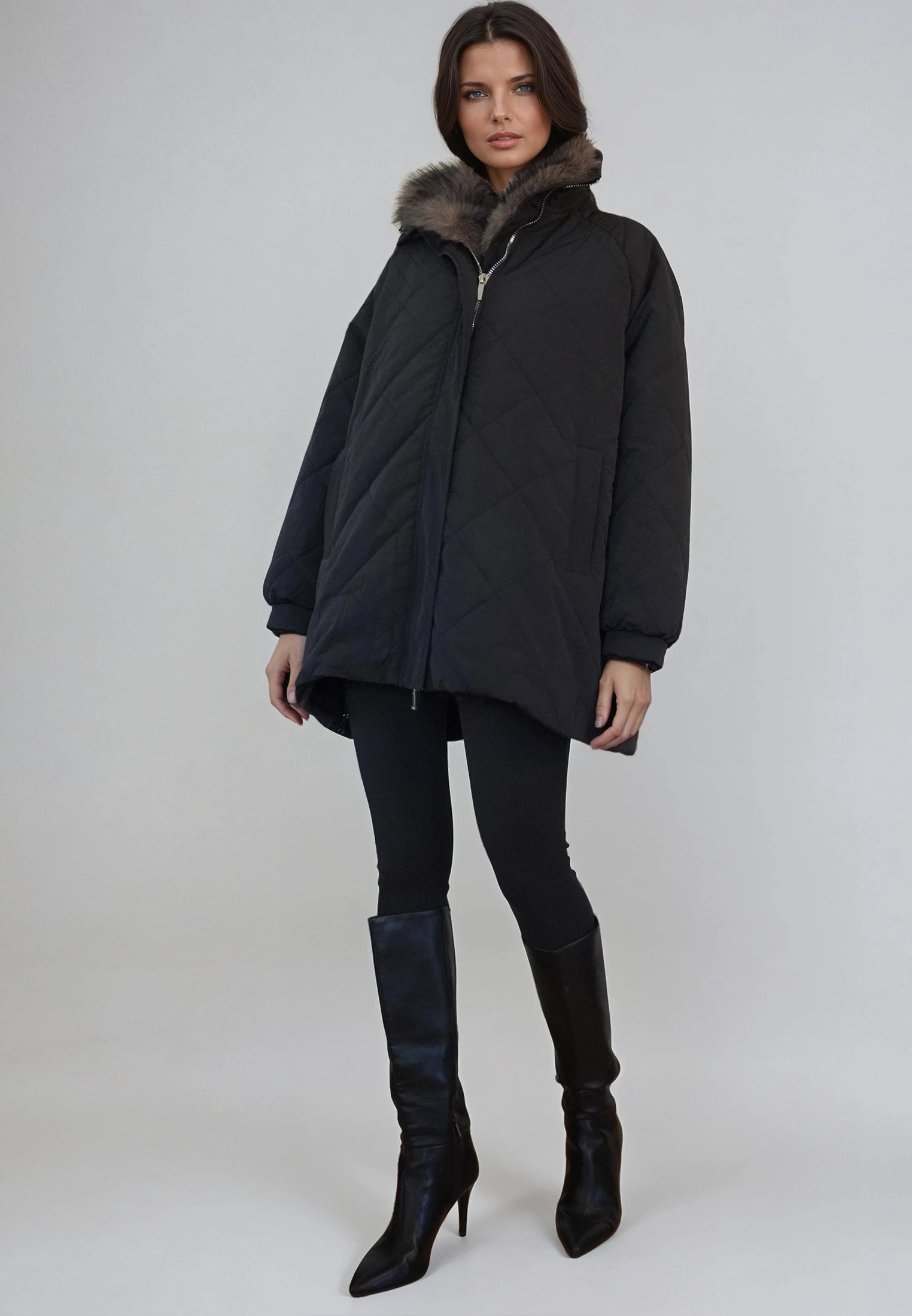 LORNA COAT BLACK & BROWN