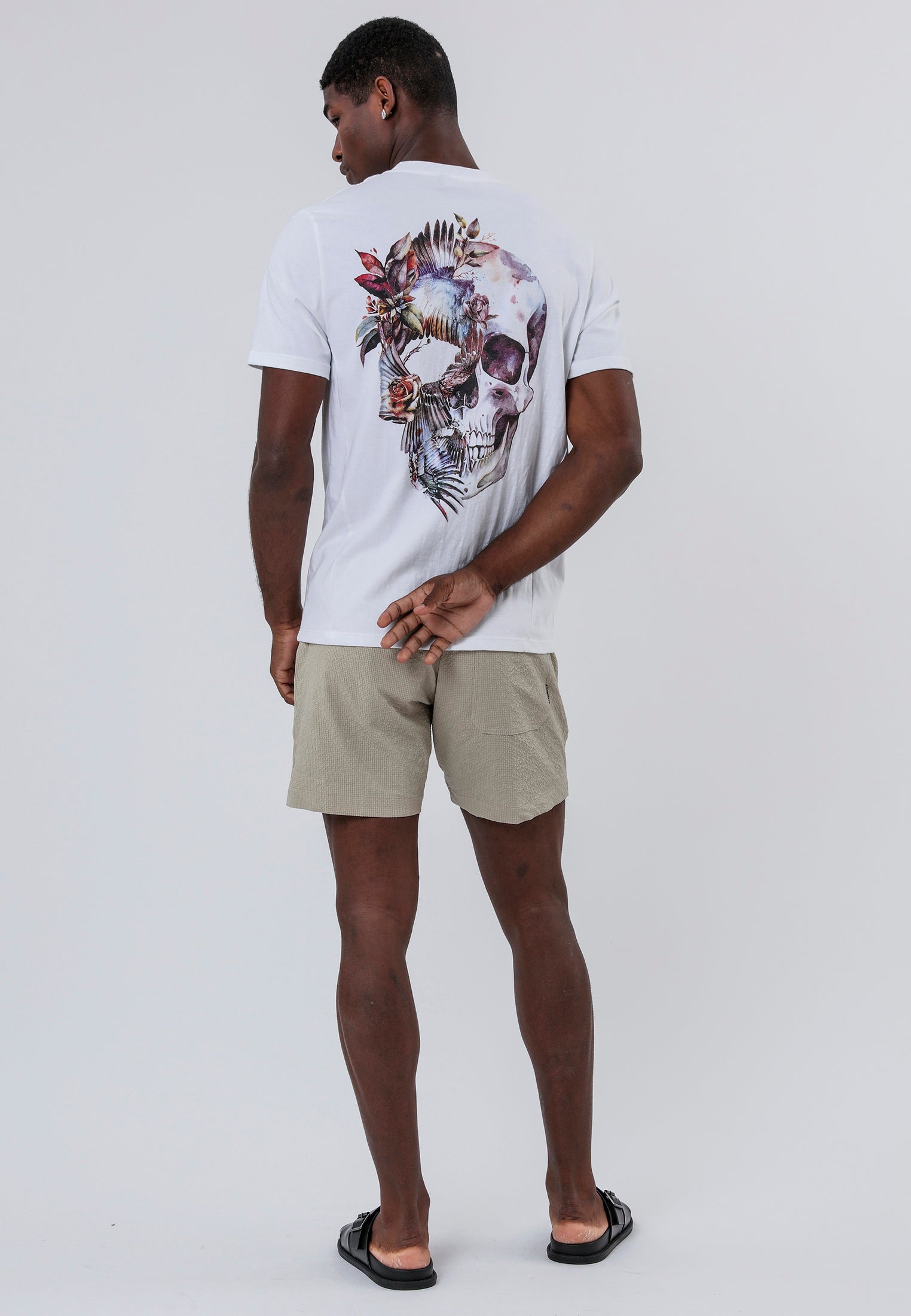 BIRDS WINGS SKULL WHITE T-SHIRT