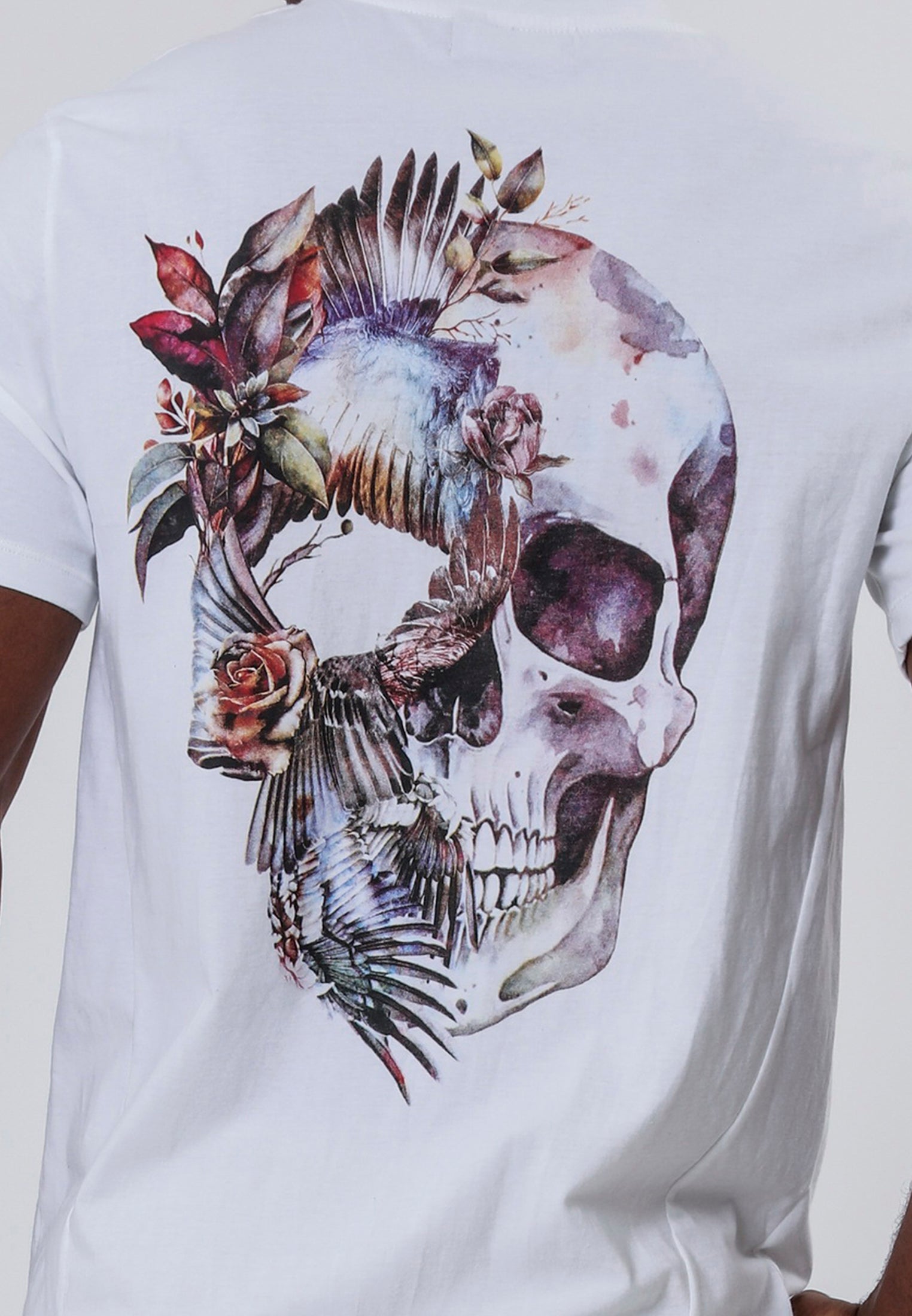 BIRDS WINGS SKULL WHITE T-SHIRT