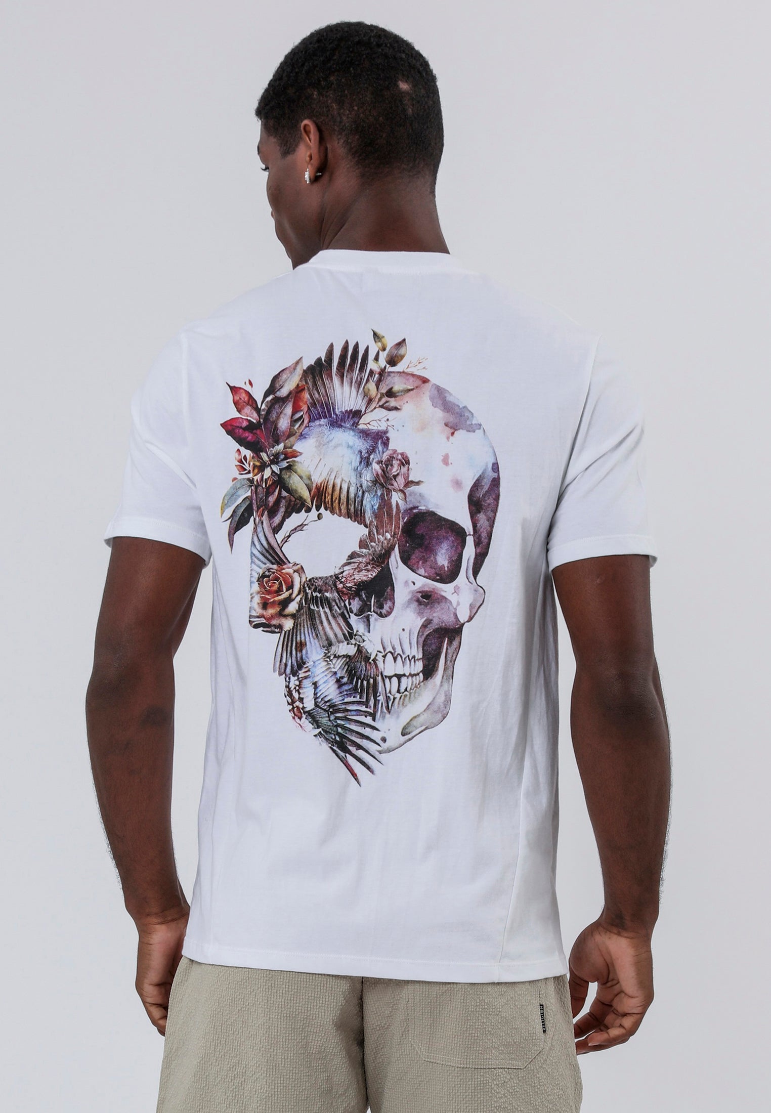 BIRDS WINGS SKULL WHITE T-SHIRT