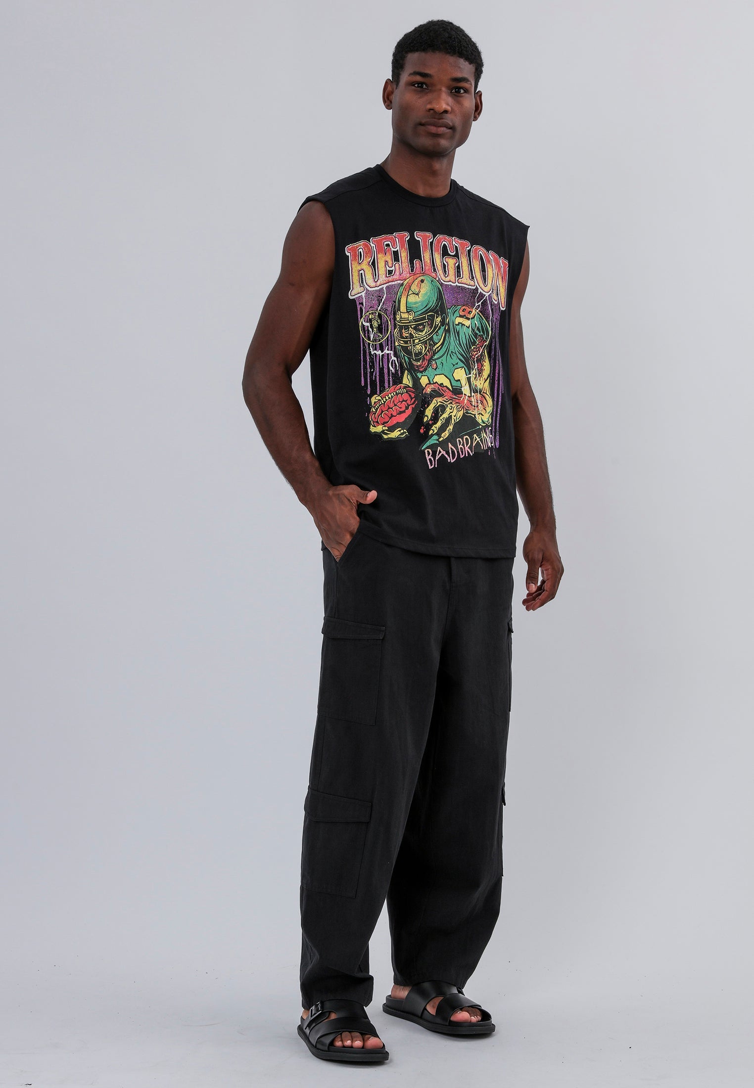 BAD BRAINS CUT OFF T-SHIRT BLACK