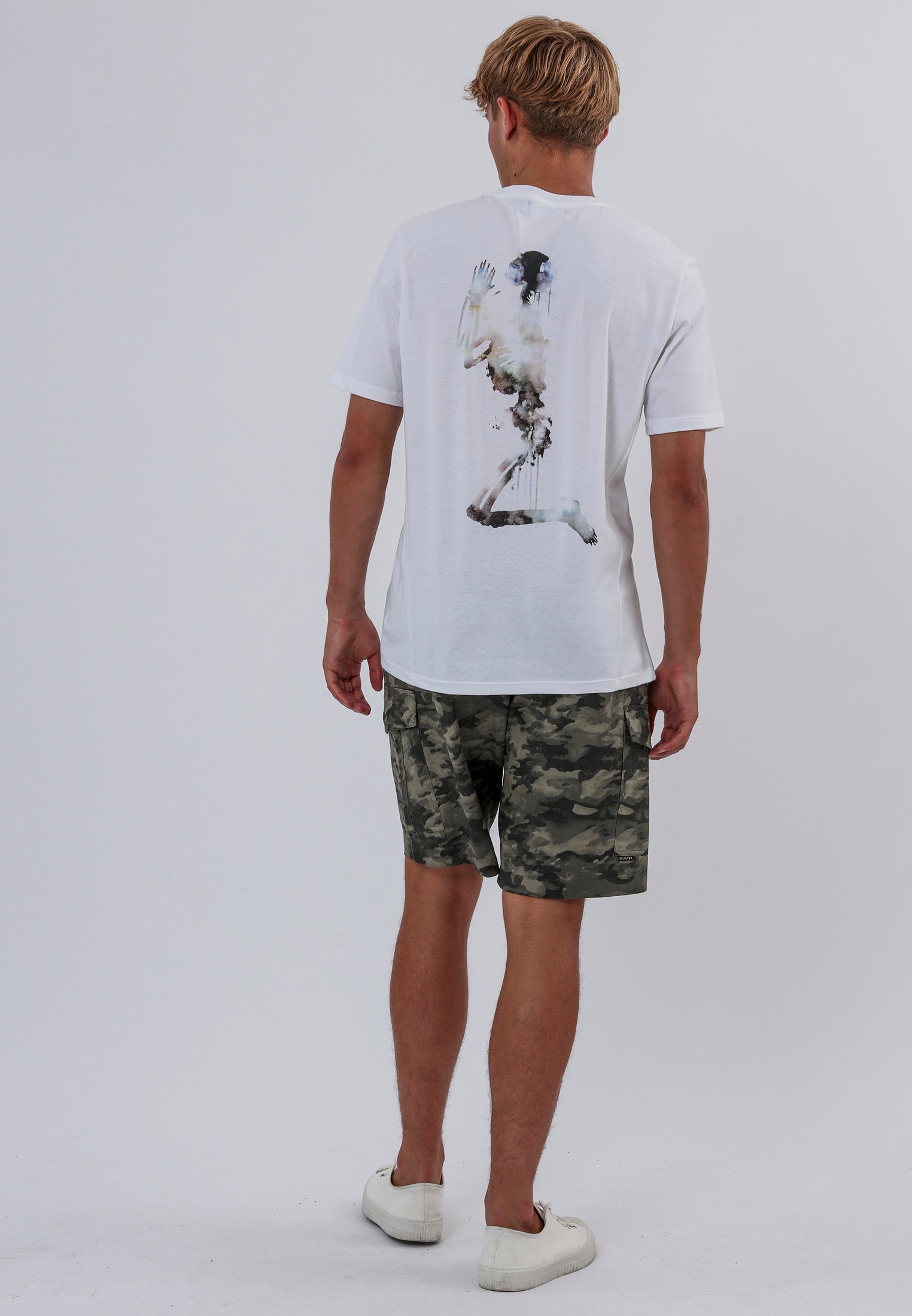 WATER COLOUR SKELETON T-SHIRT WHITE