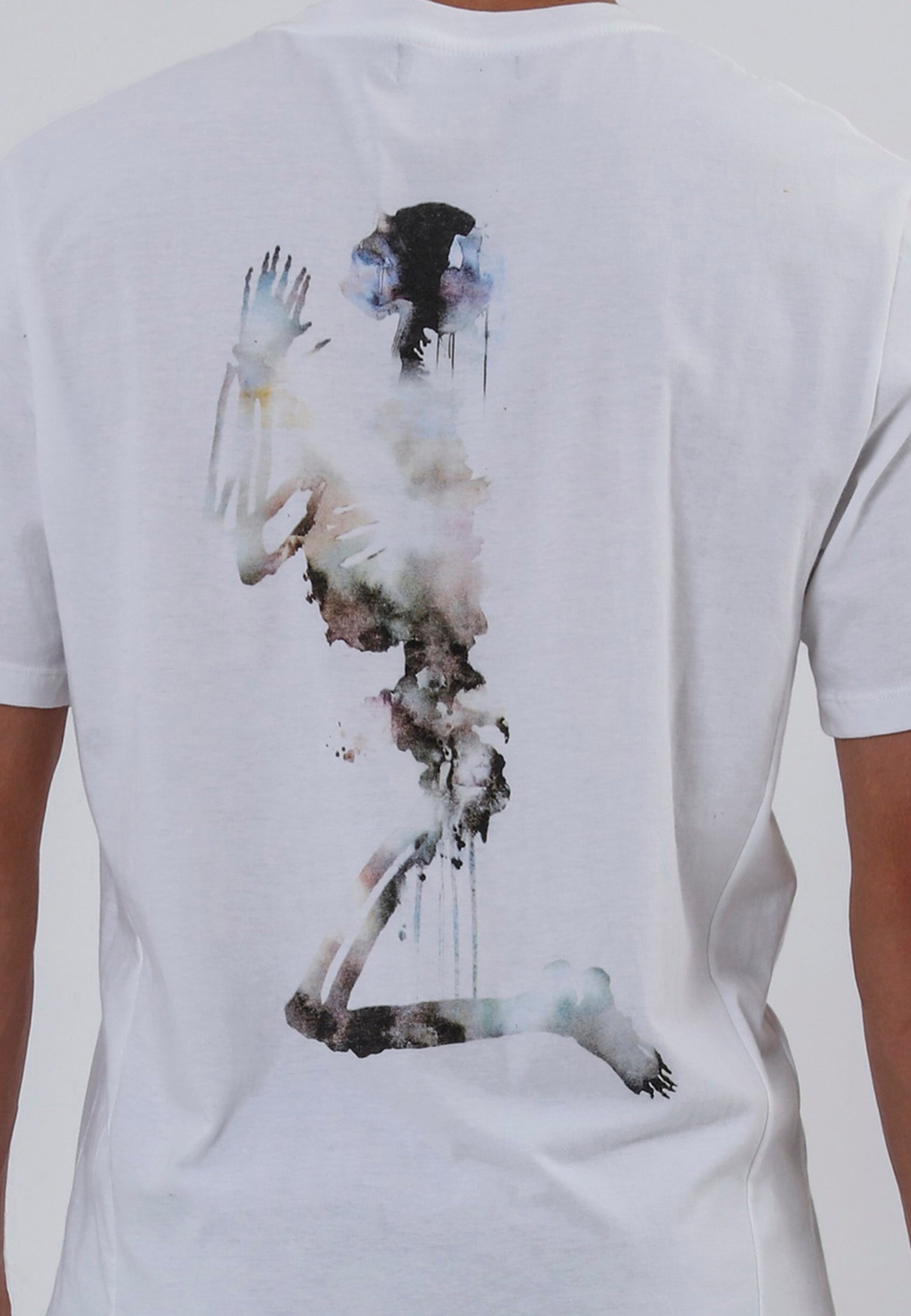 WATER COLOUR SKELETON T-SHIRT WHITE