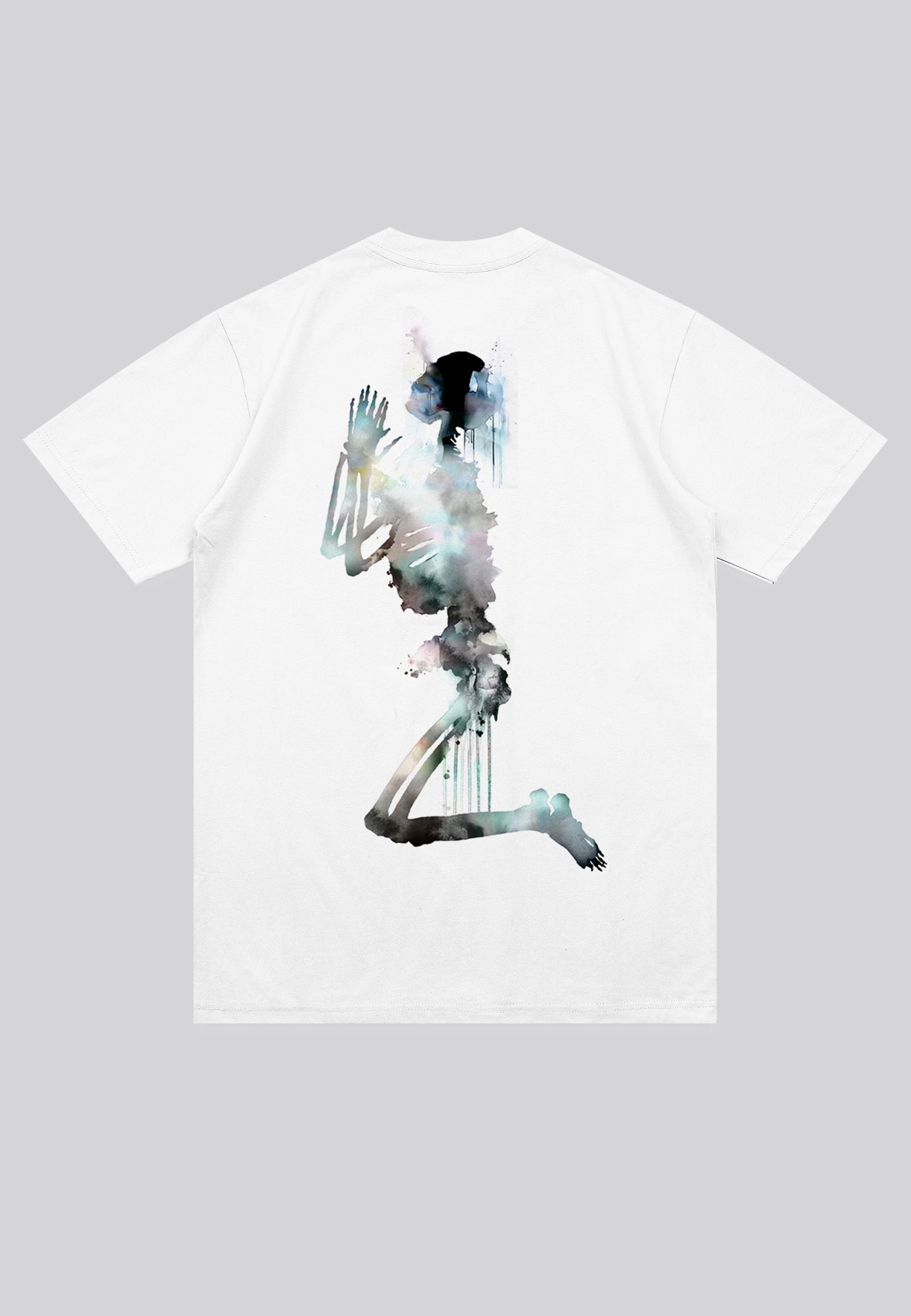 WATER COLOUR SKELETON T-SHIRT WHITE