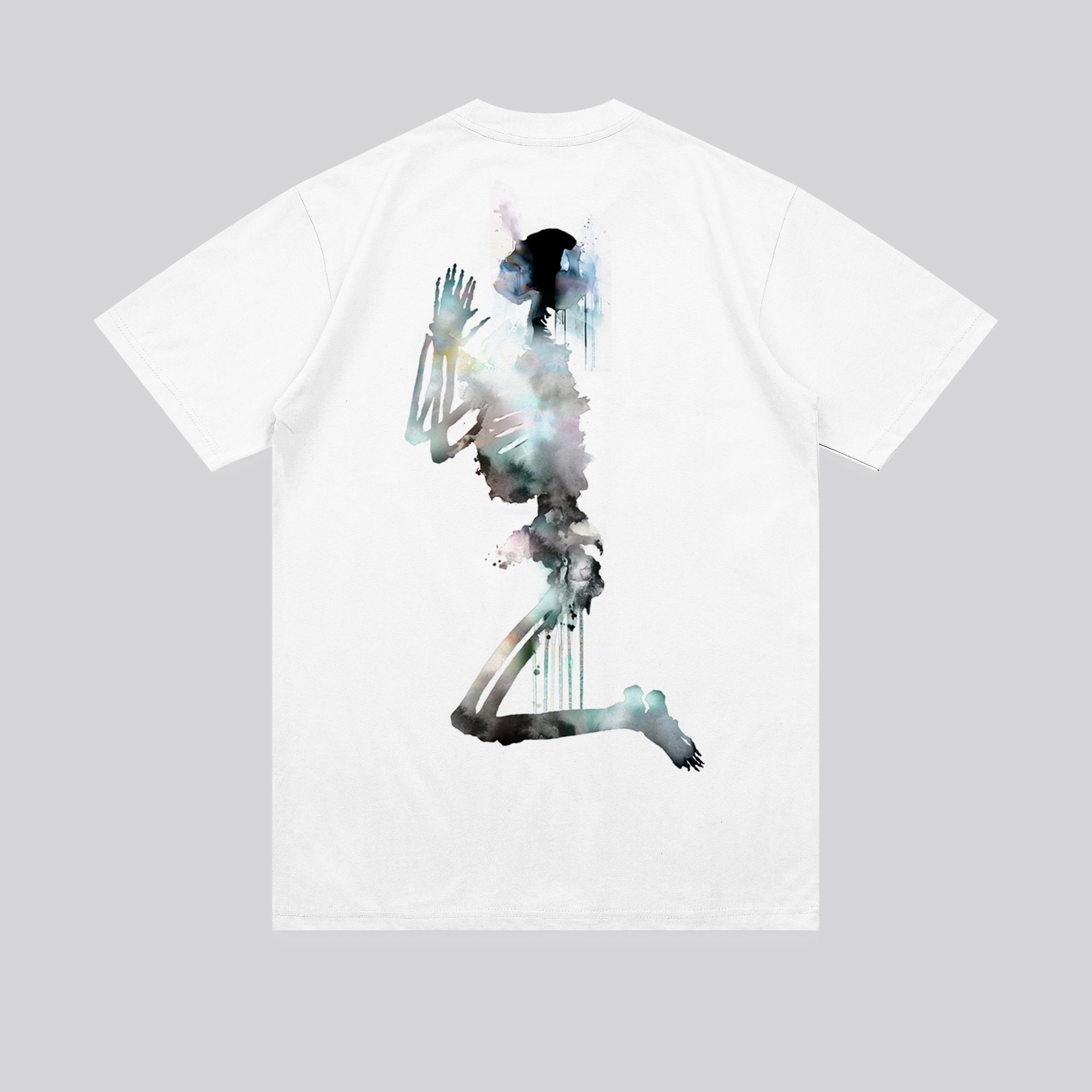 WATER COLOUR SKELETON T-SHIRT WHITE