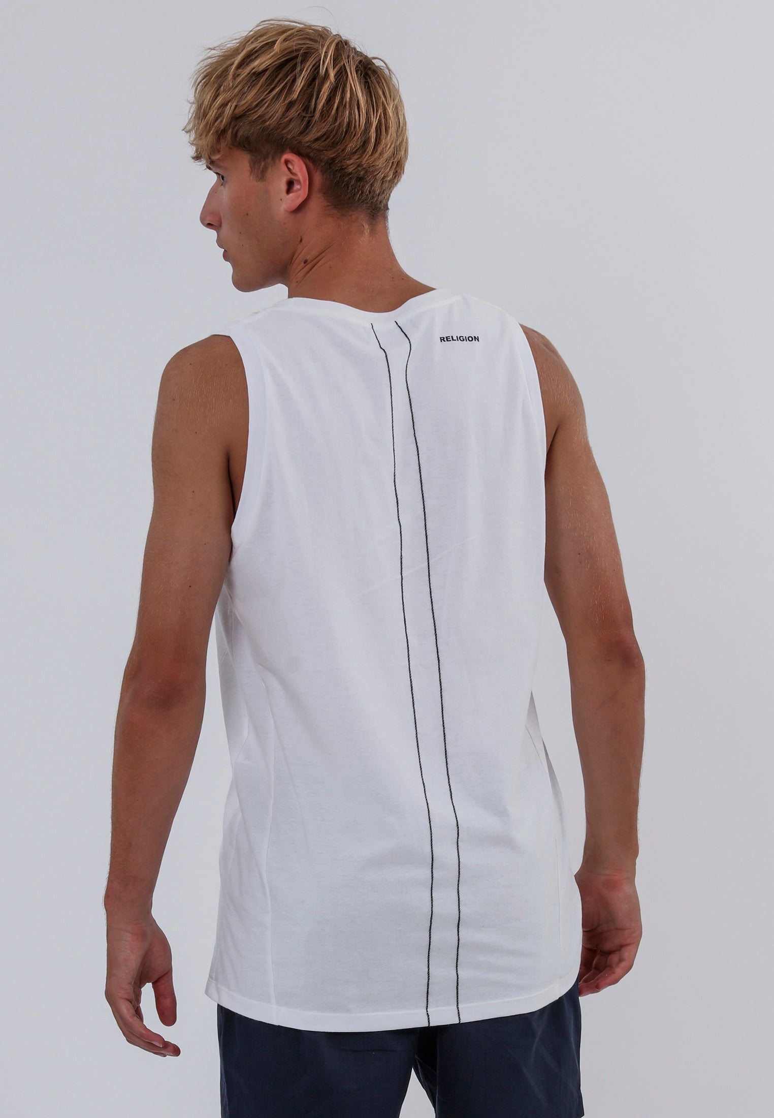 WATER COLOUR SKULL VEST WHITE