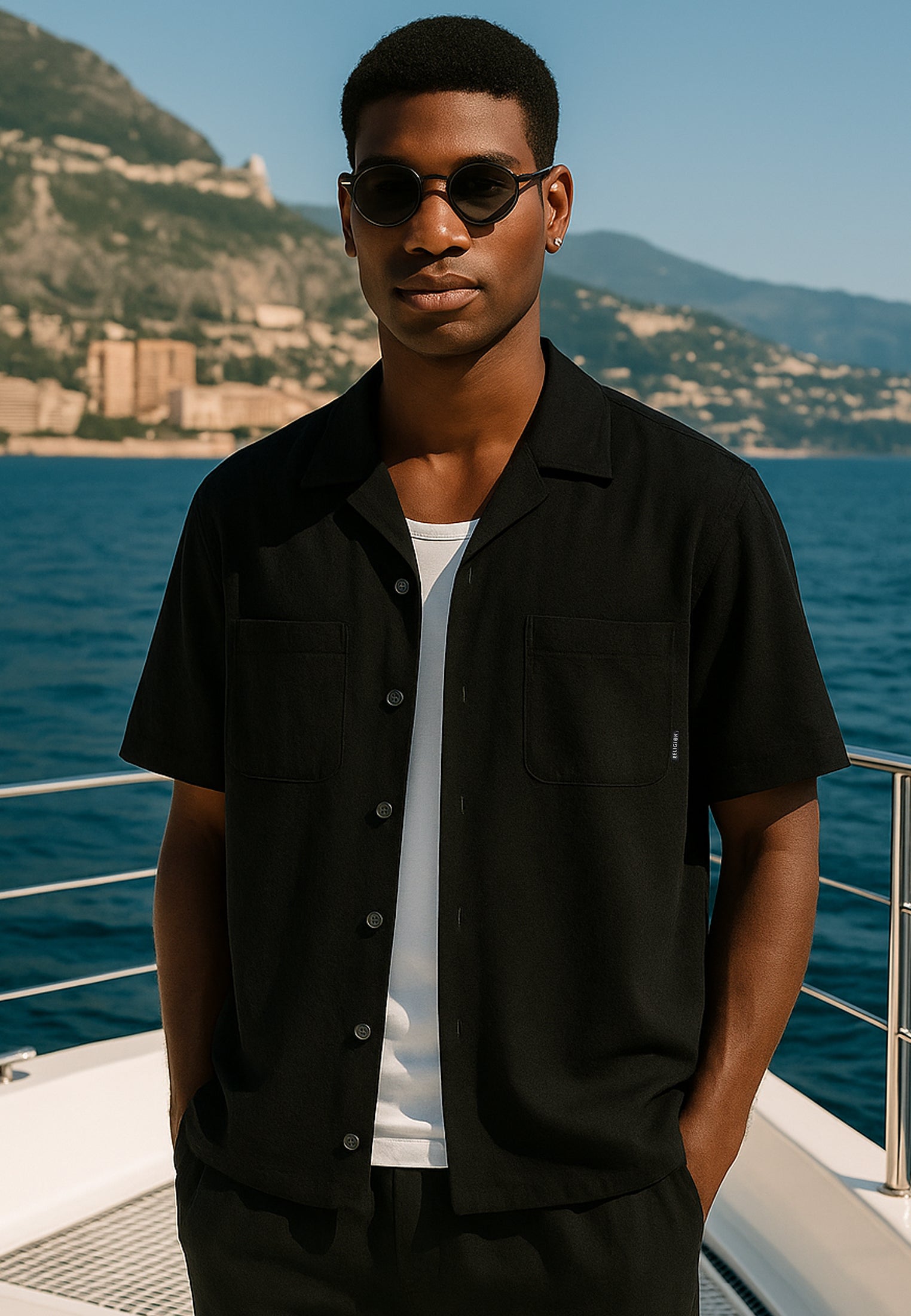 MONACO DOUBLE POCKET HOLIDAY SHIRT MIDNIGHT