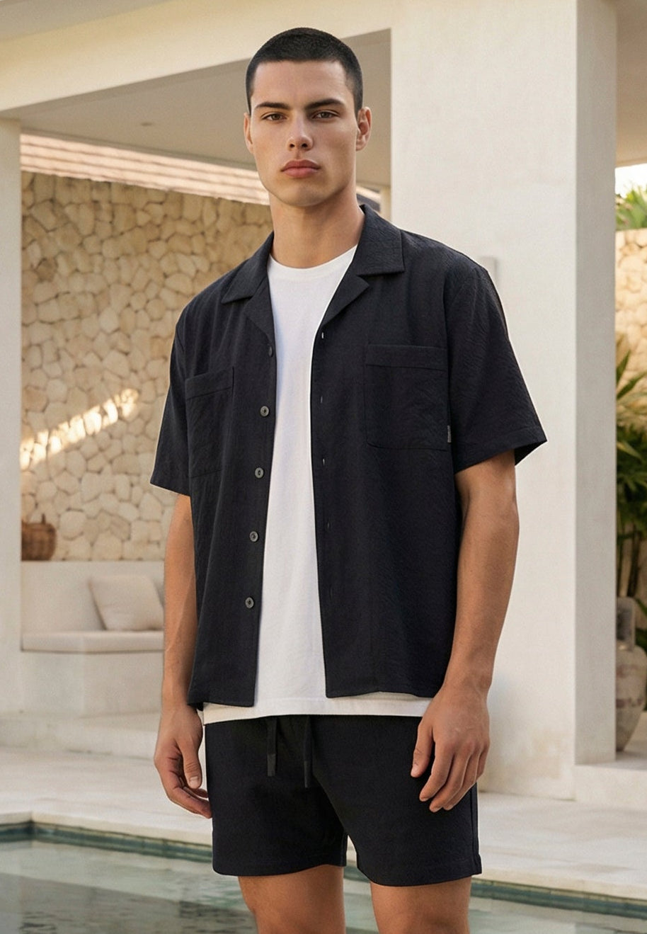 MONACO DOUBLE POCKET HOLIDAY SHIRT MIDNIGHT