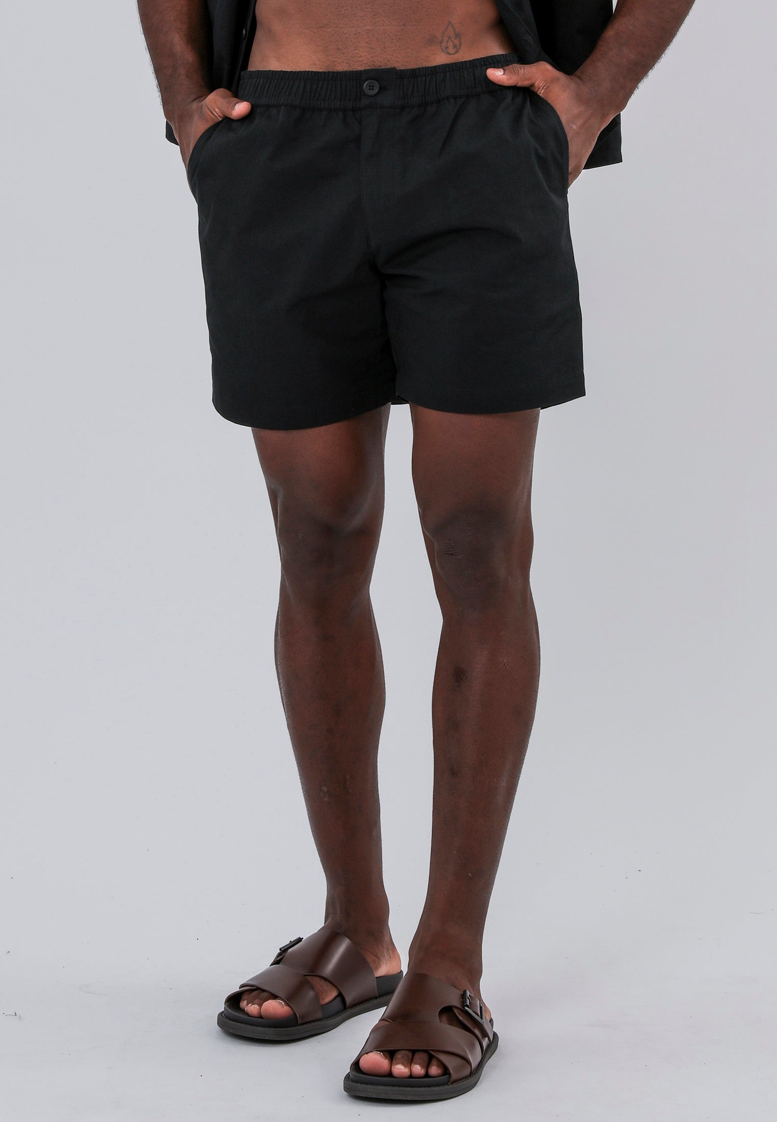 ELASTICATED SHORTS JET BLACK