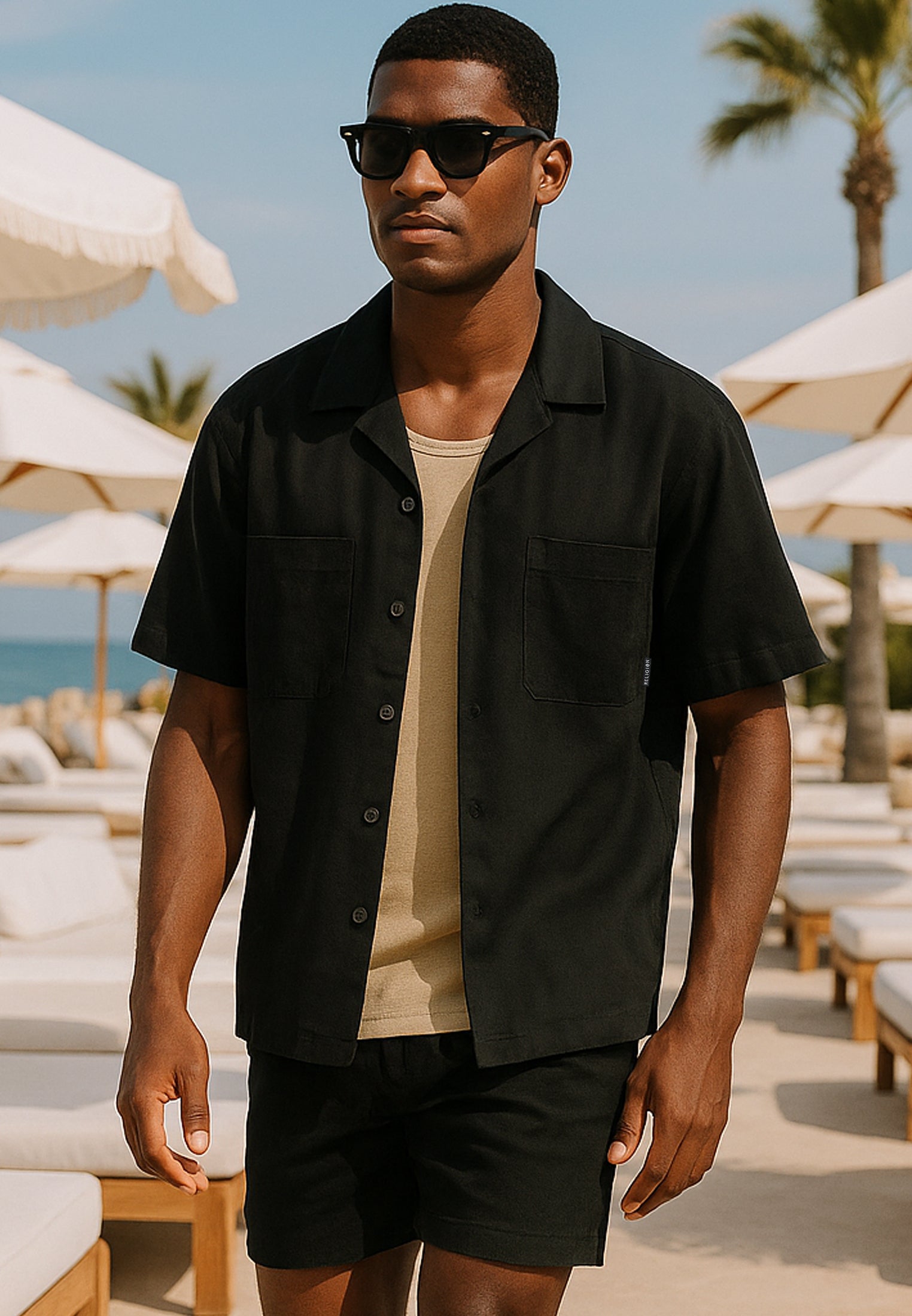 MARBELLA LIGHTWEIGHT HOLIDAY SHIRT JET BLACK