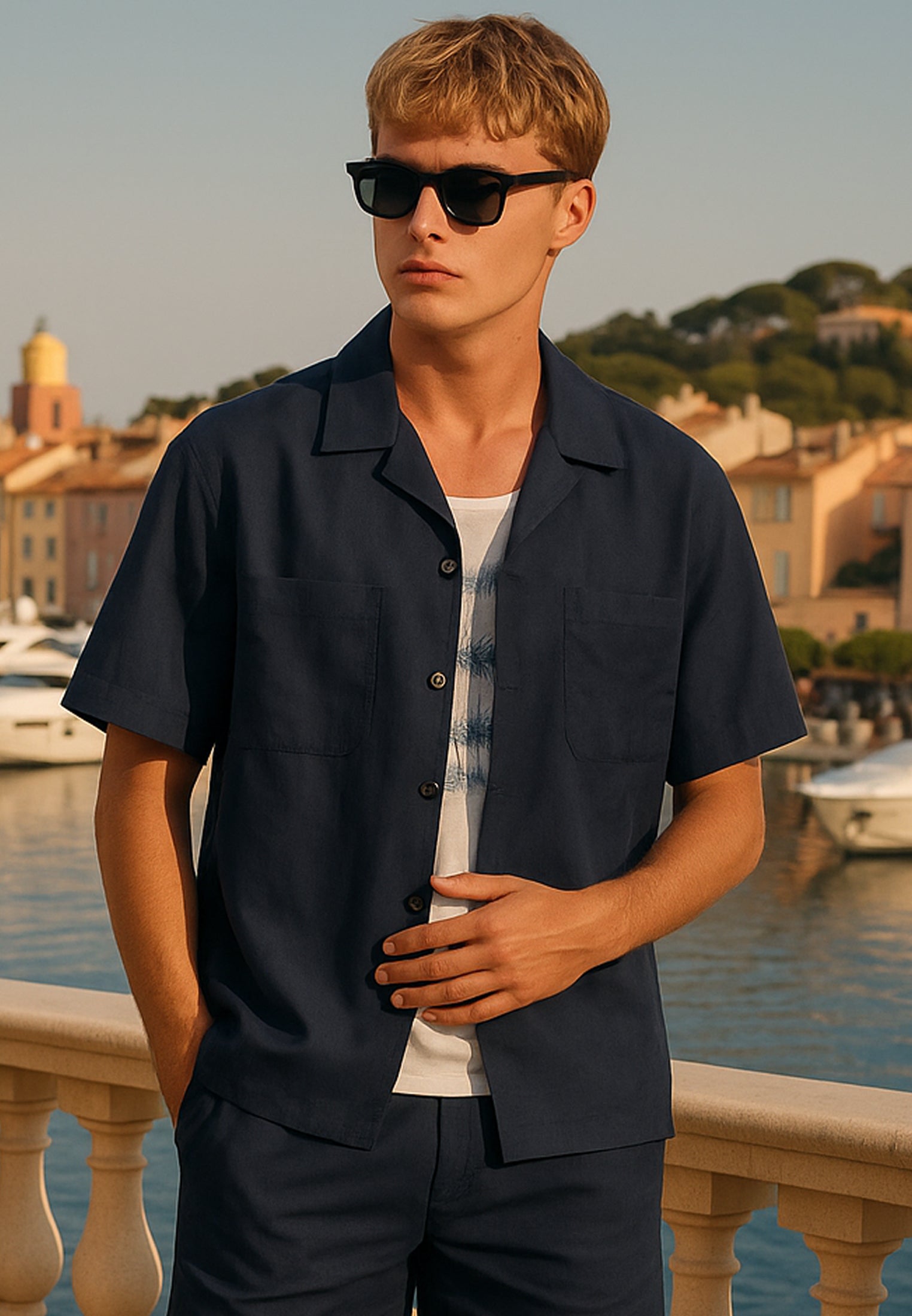 SAINT-TROPEZ LIGHTWEIGHT HOLIDAY SHIRT MIDNIGHT