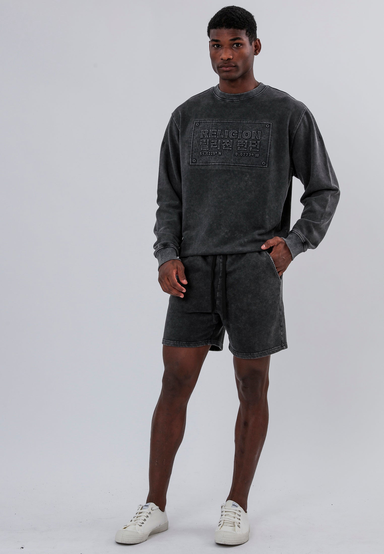 ACID LOGO SHORTS WASHED CHARCOAL