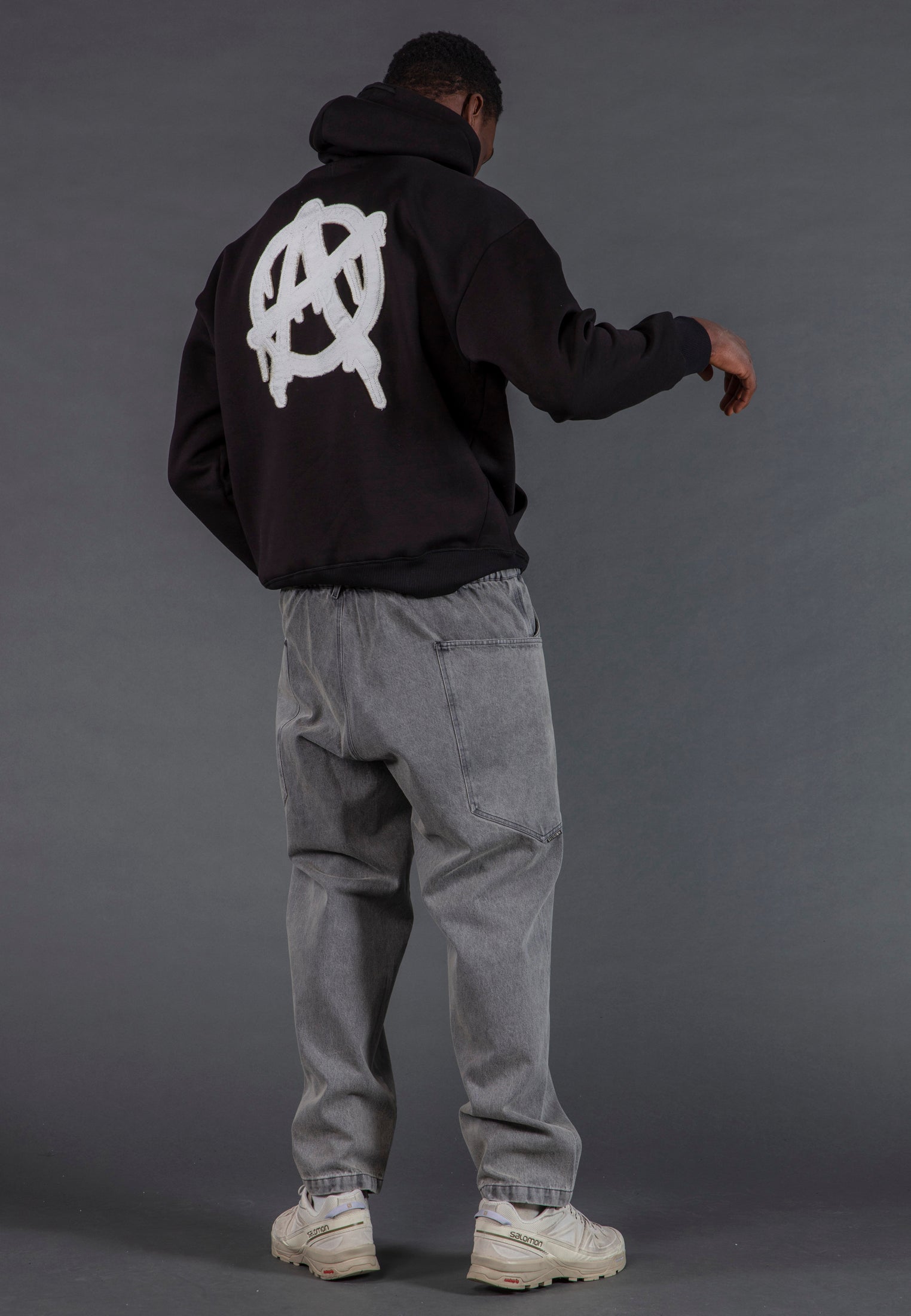 ANARCHY APPLIQUE HOODIE BLACK & OFF WHITE