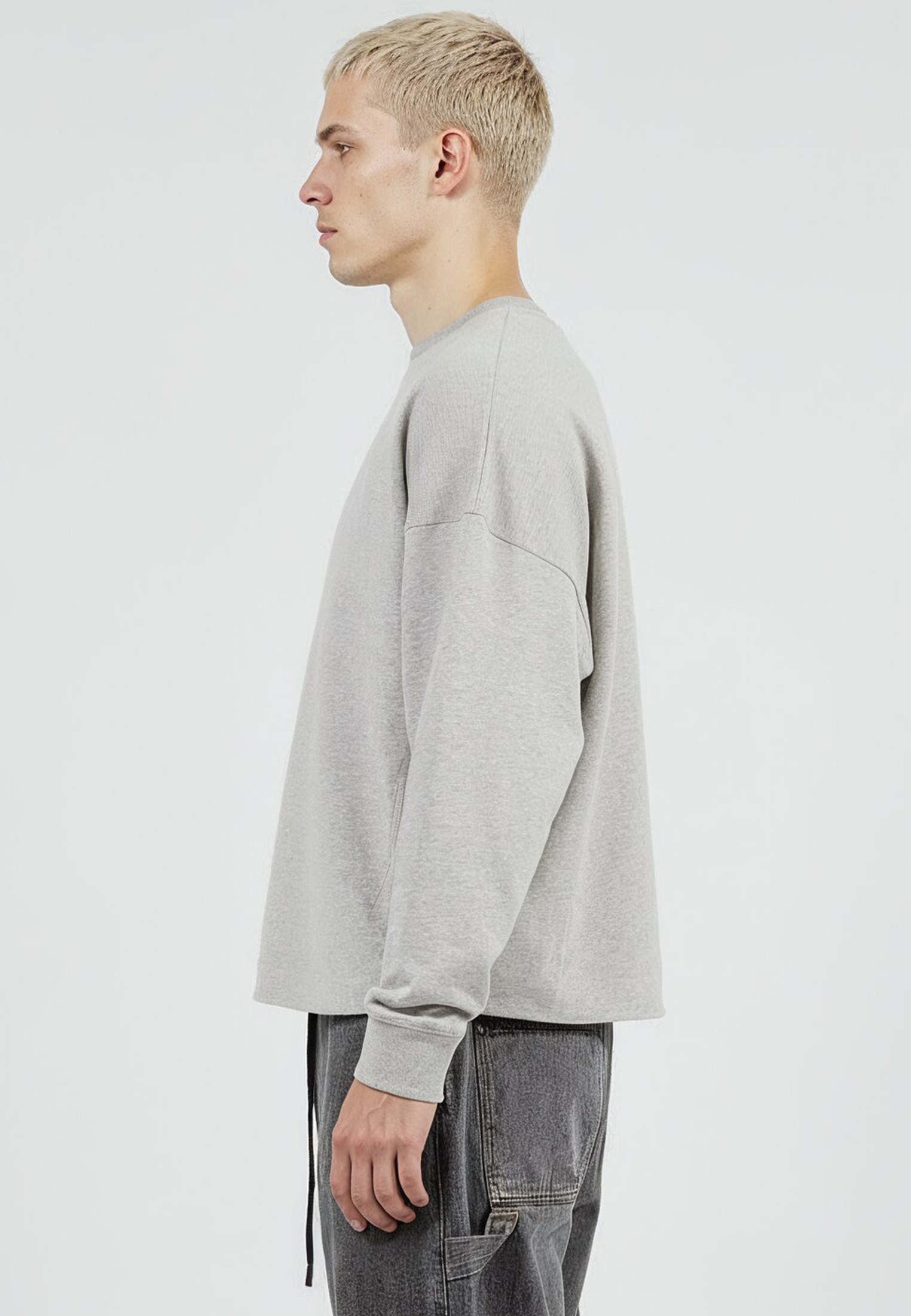 CROP BOX SWEAT GREY MARL