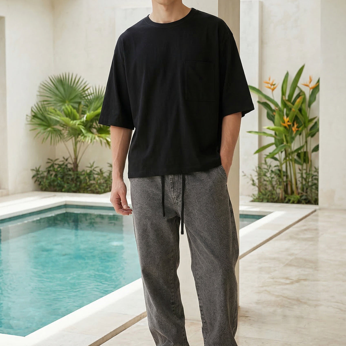 BOXY T-SHIRT BLACK, view 2