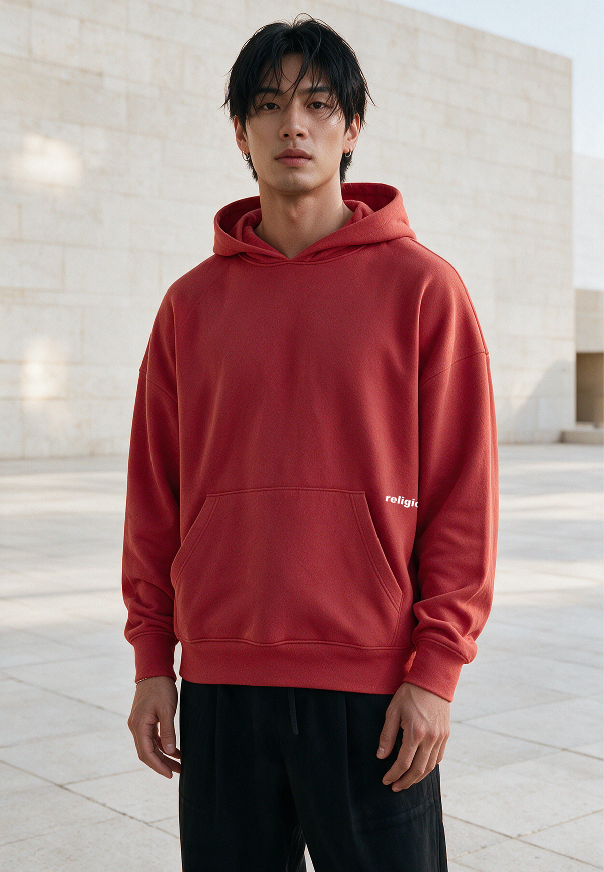 RELIGION UK RELAXED HOODIE BRIGHT RED