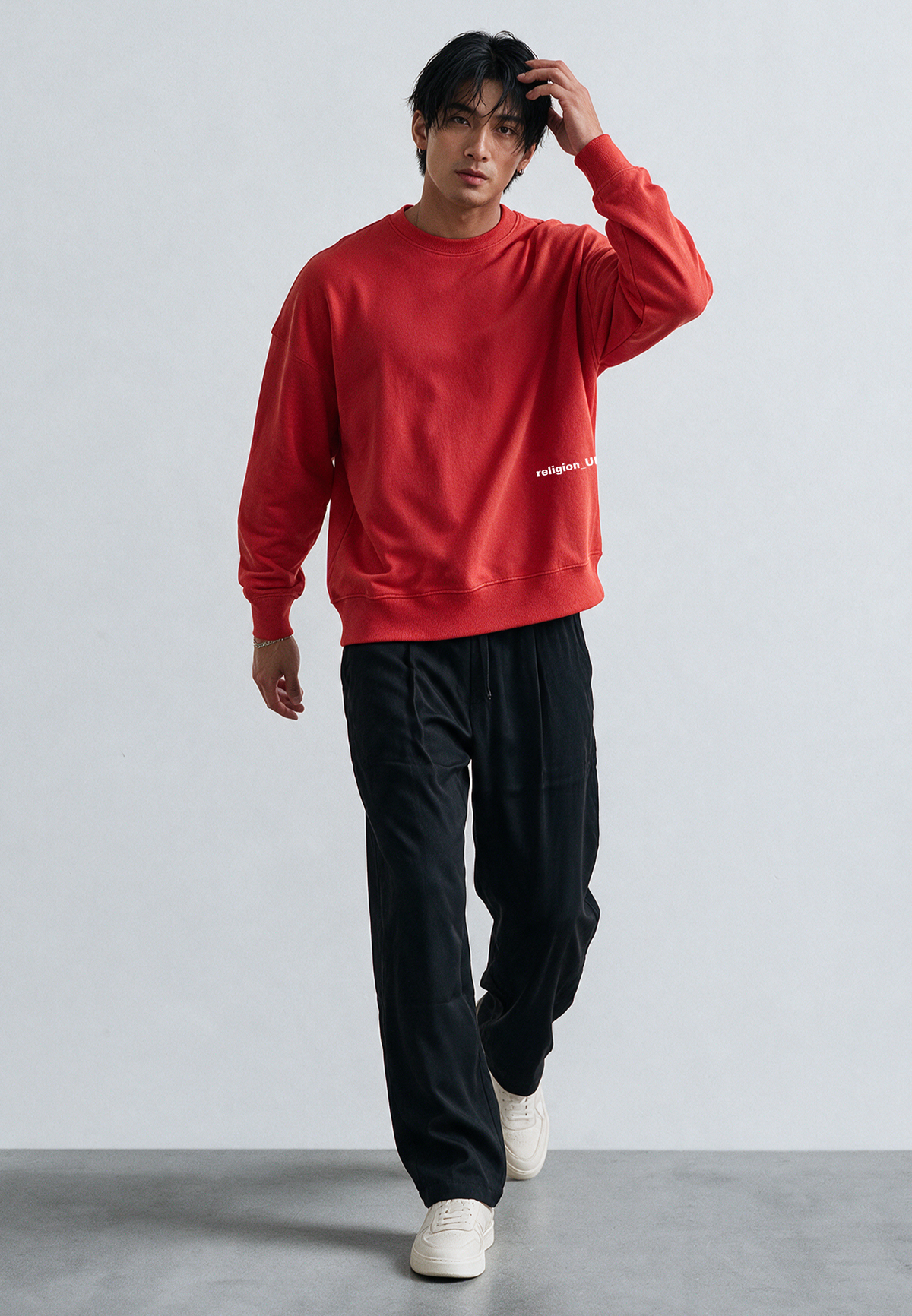 RELIGION UK SWEAT BRIGHT RED