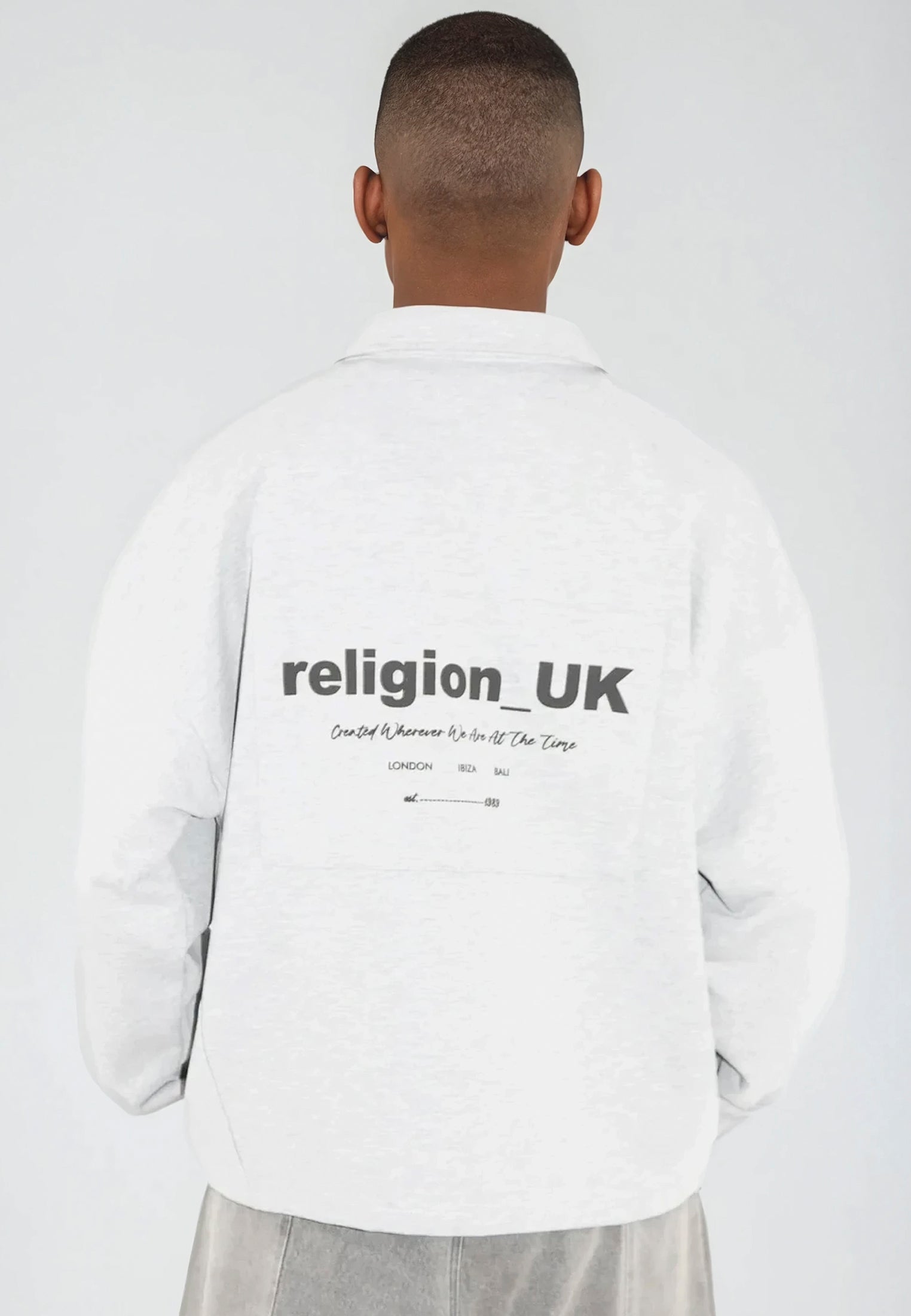 RELIGION UK CROPPED ZIP SWEATSHIRT GREY MARL