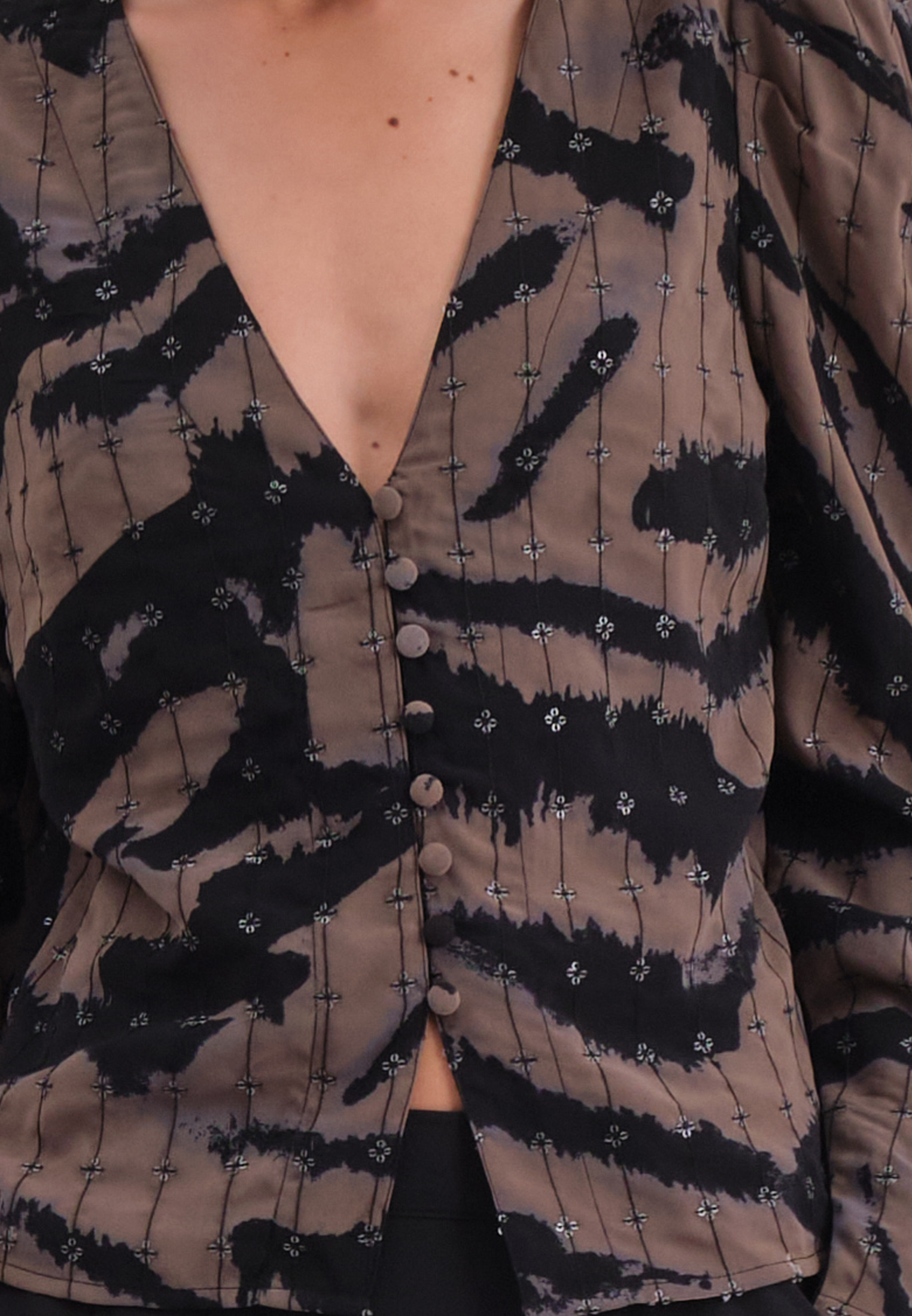 SHINE TOP ZEBRA TAUPE