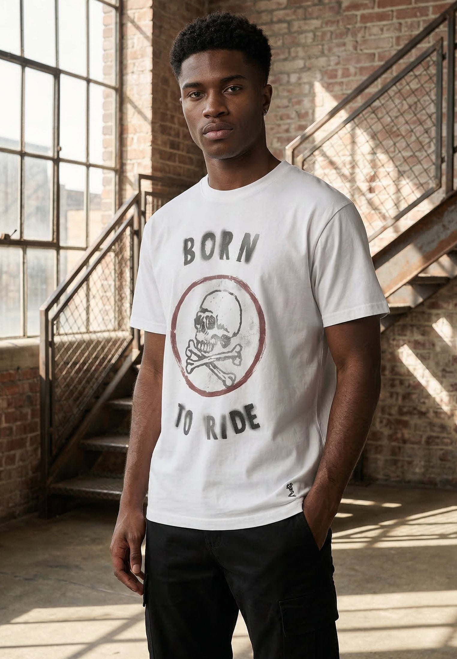 BORN TO RIDE T-SHIRT WHITE