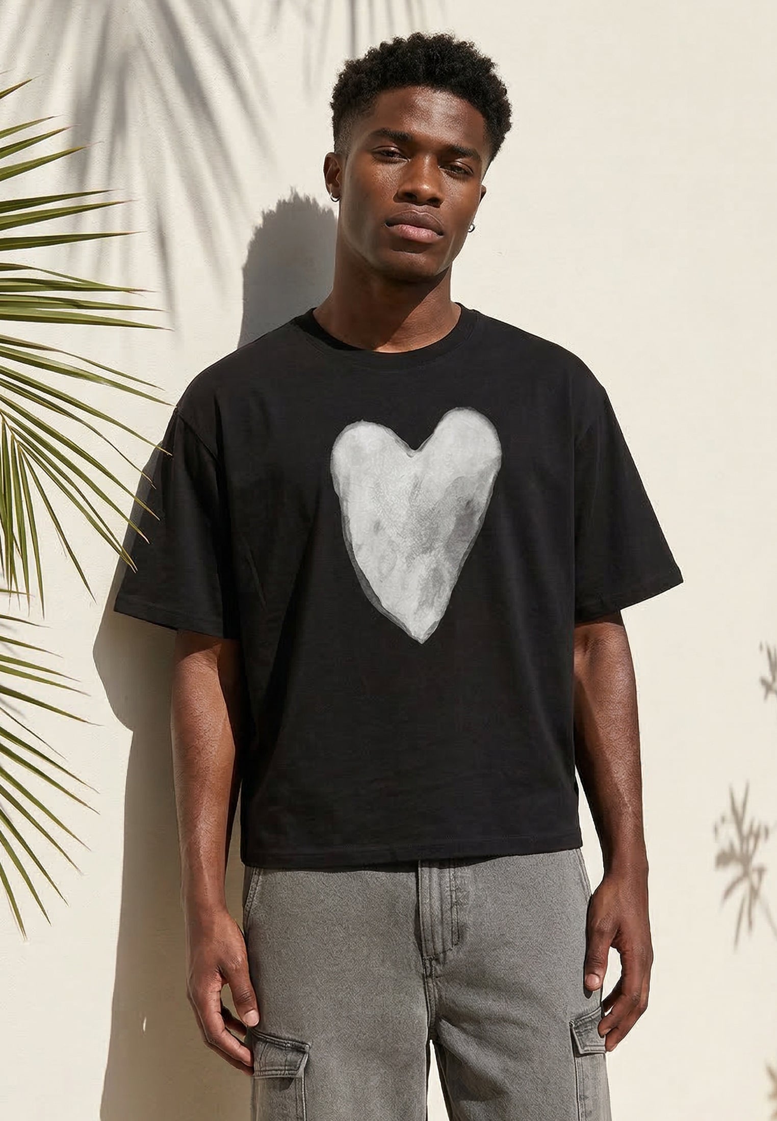 RELIGION Heart Graphic Black Cropped T-Shirt