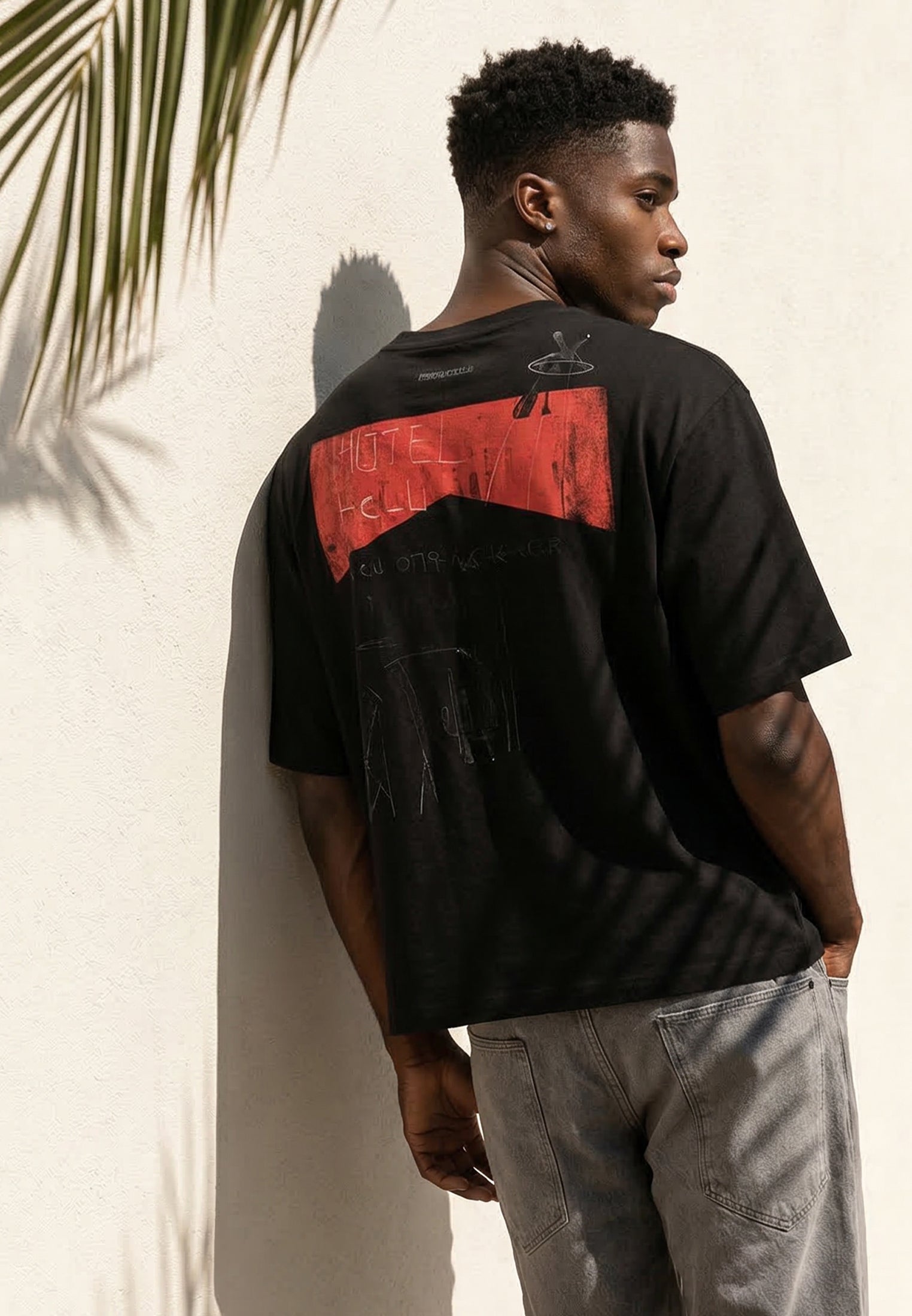 トップス MAZZ t-shirt black/red RELIGION Red Tab Graphic Boxy Black T-Shirt