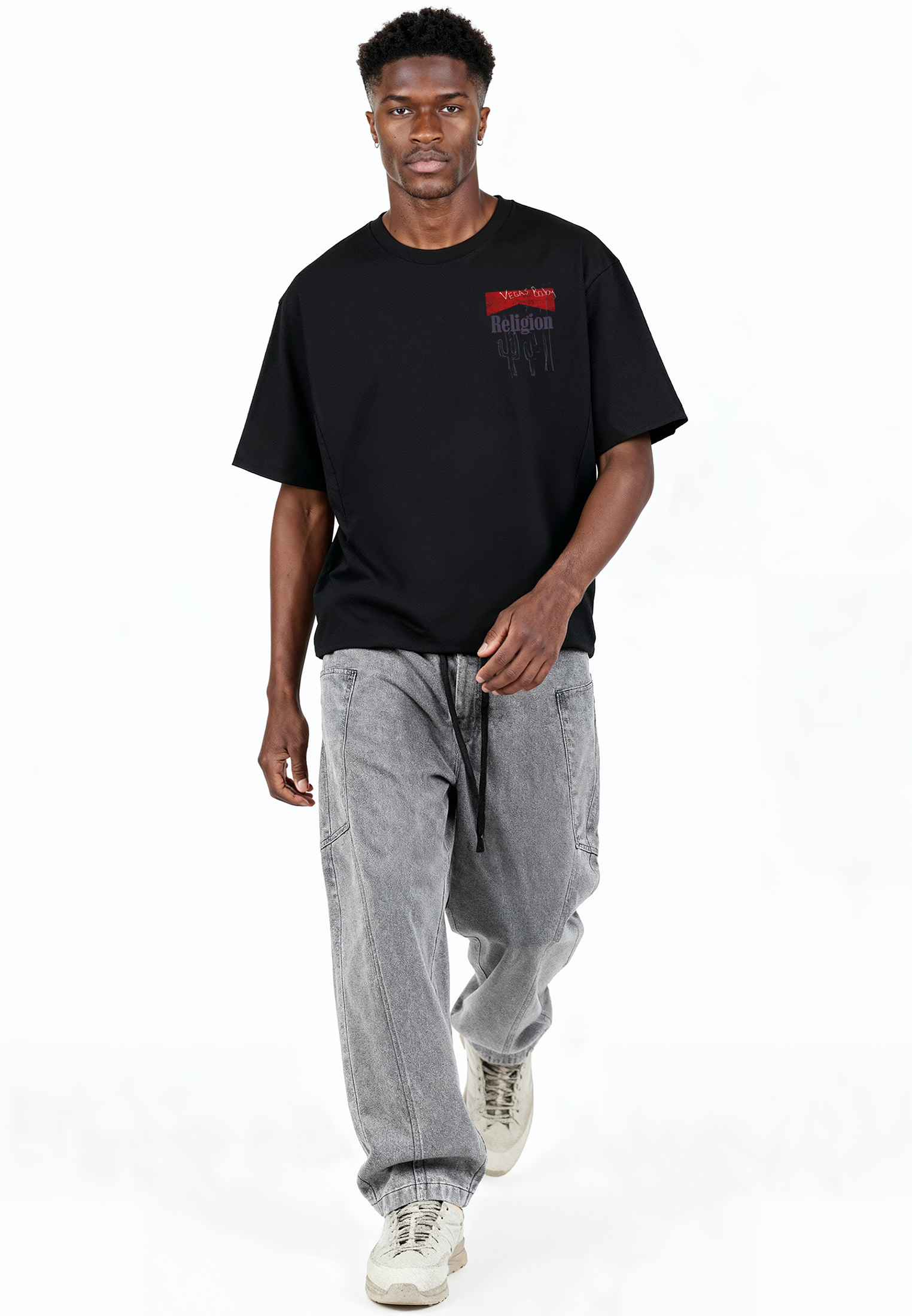 RED TAB CROP T-SHIRT BLACK