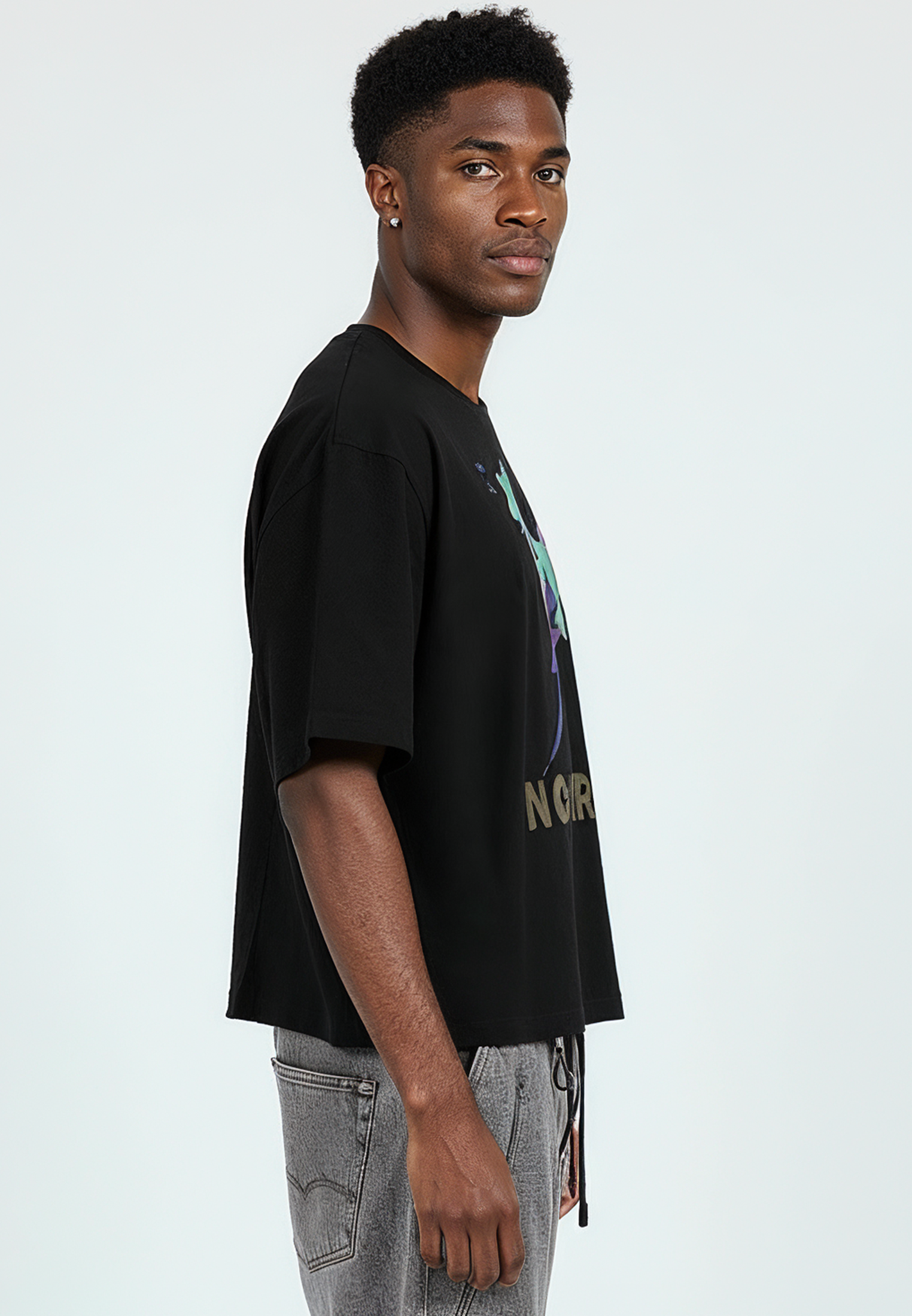 NO HEROES CROP T-SHIRT BLACK