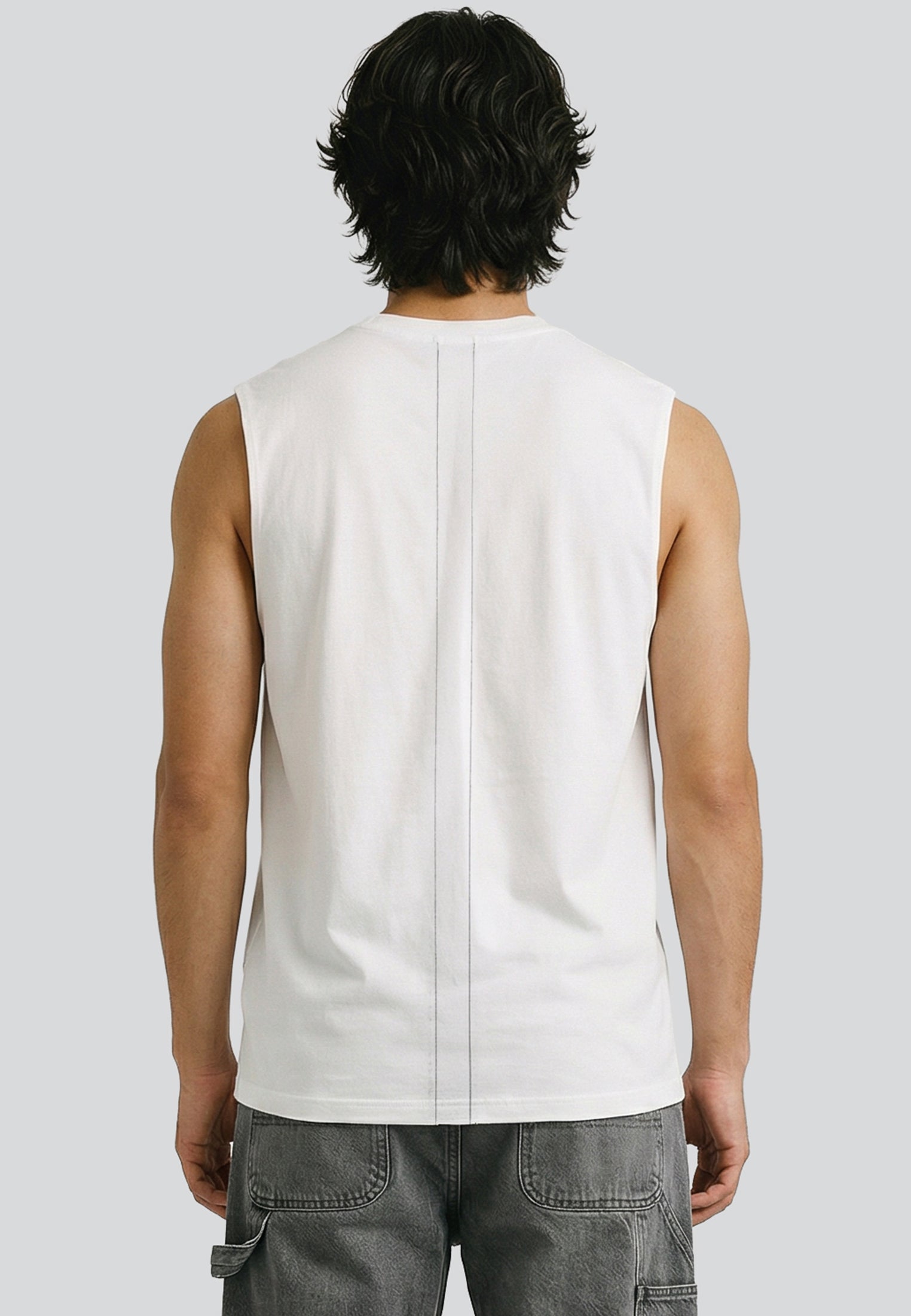 SKULL CROSS ROSE SLEEVELESS T-SHIRT WASHED BLACK