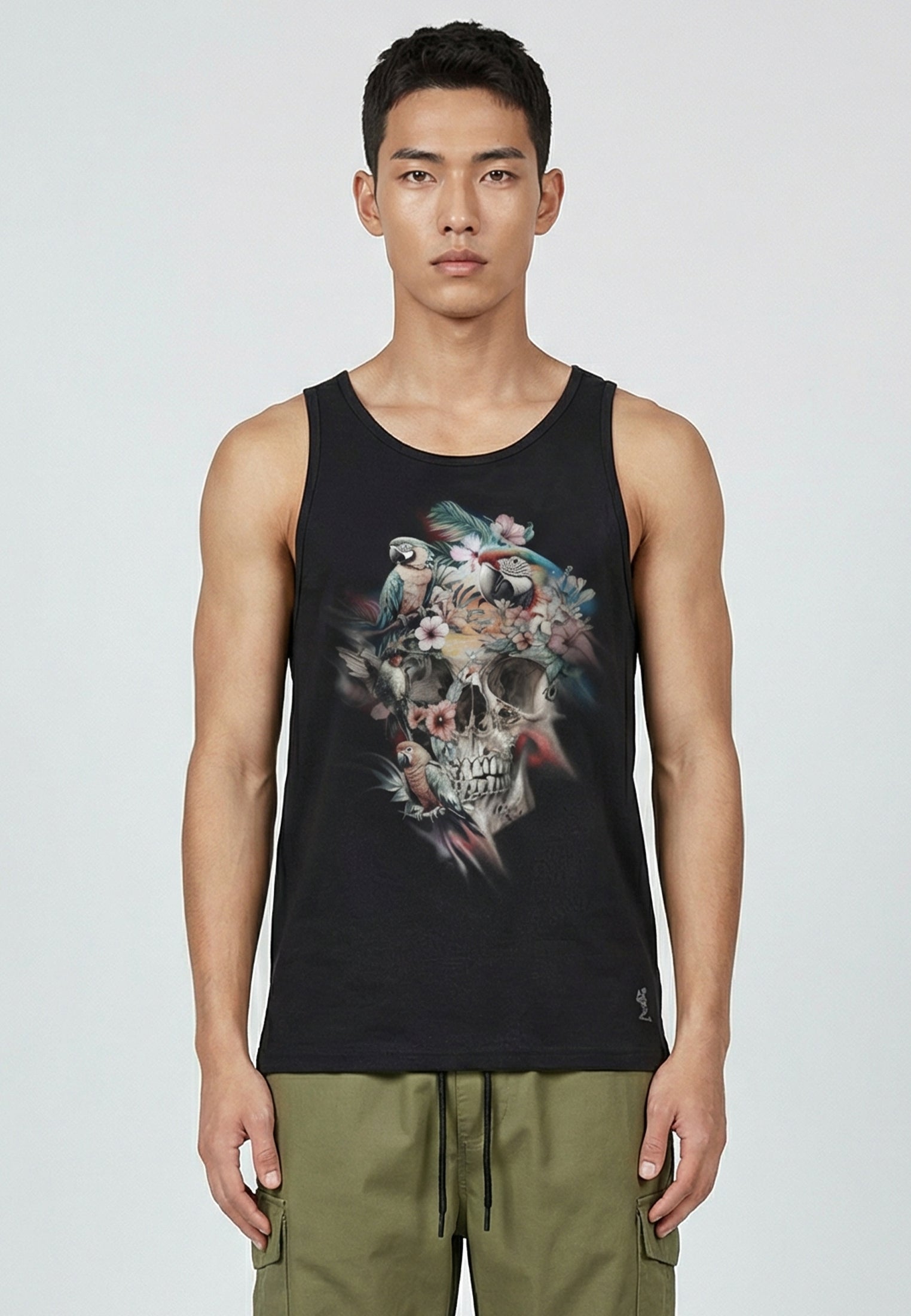 SKULL PARROT VEST BLACK