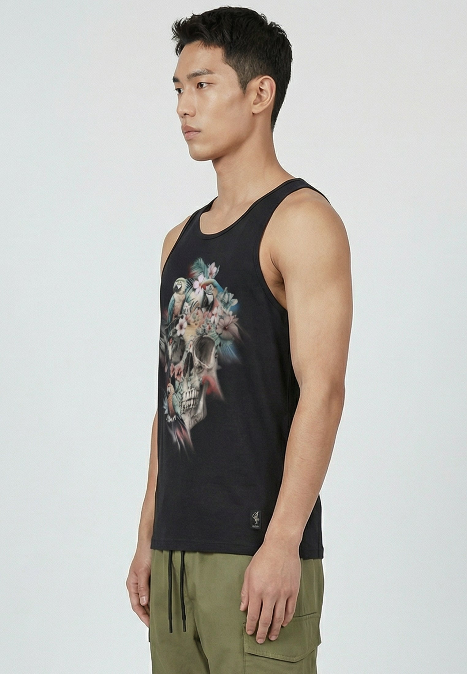 SKULL PARROT VEST BLACK