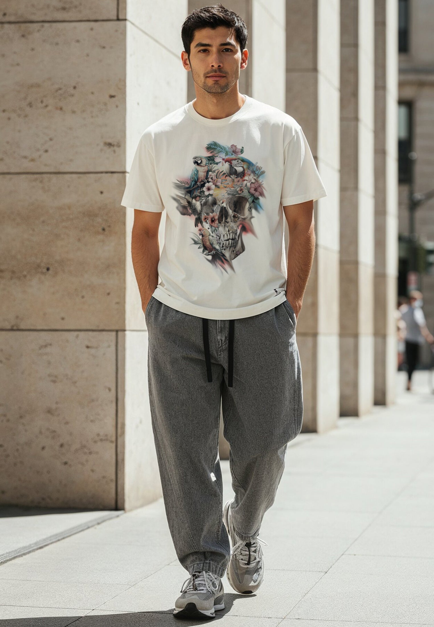 SKULL PARROT T-SHIRT OFF WHITE