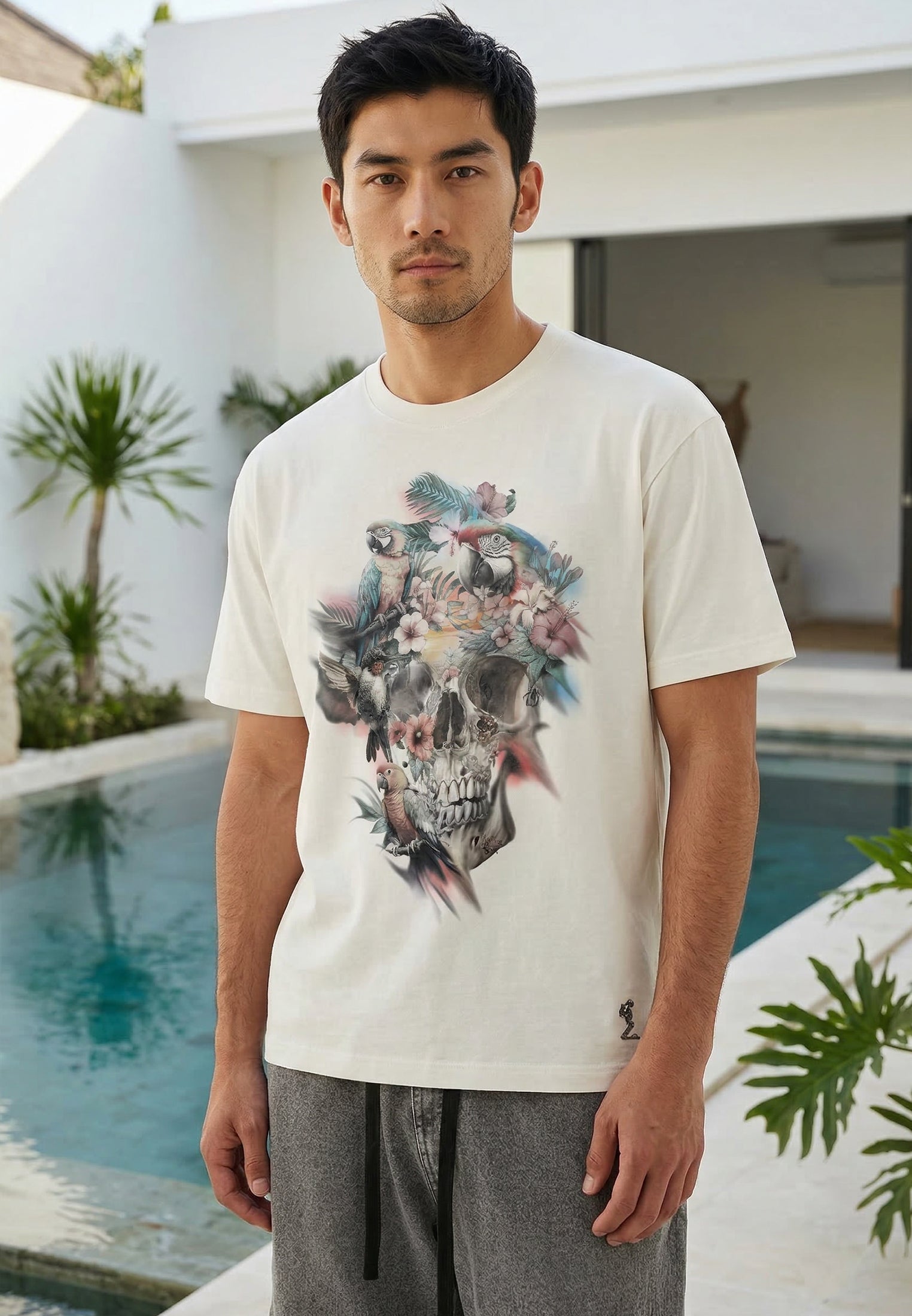 SKULL PARROT T-SHIRT OFF WHITE