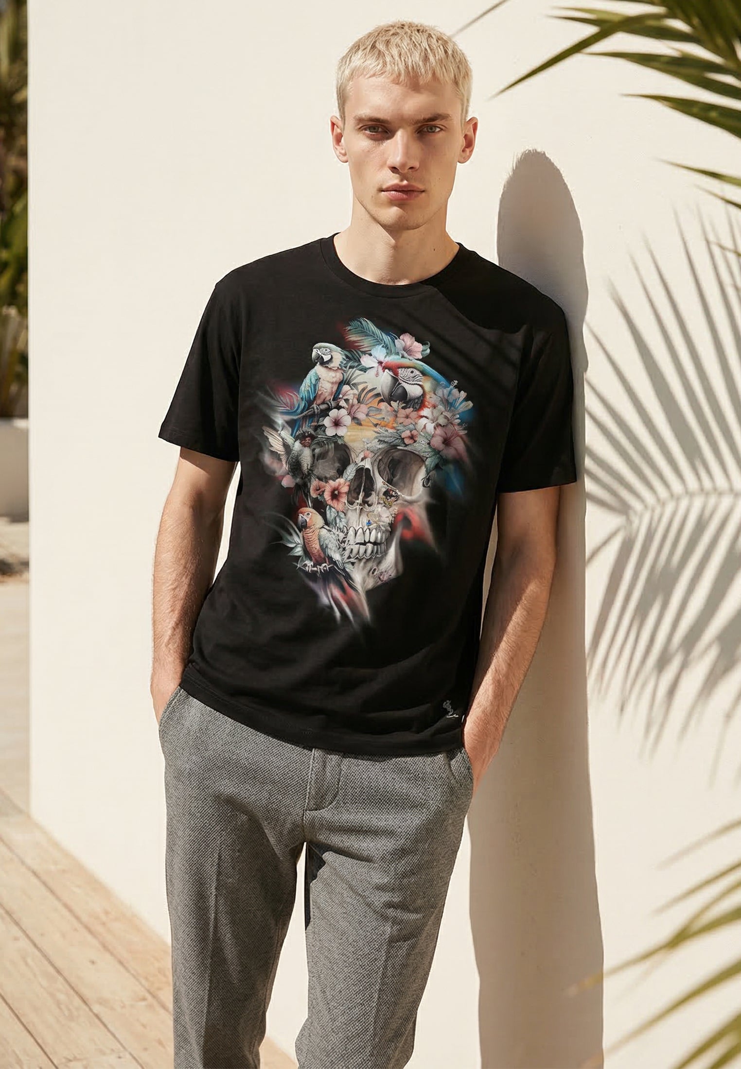 SKULL PARROT T-SHIRT BLACK