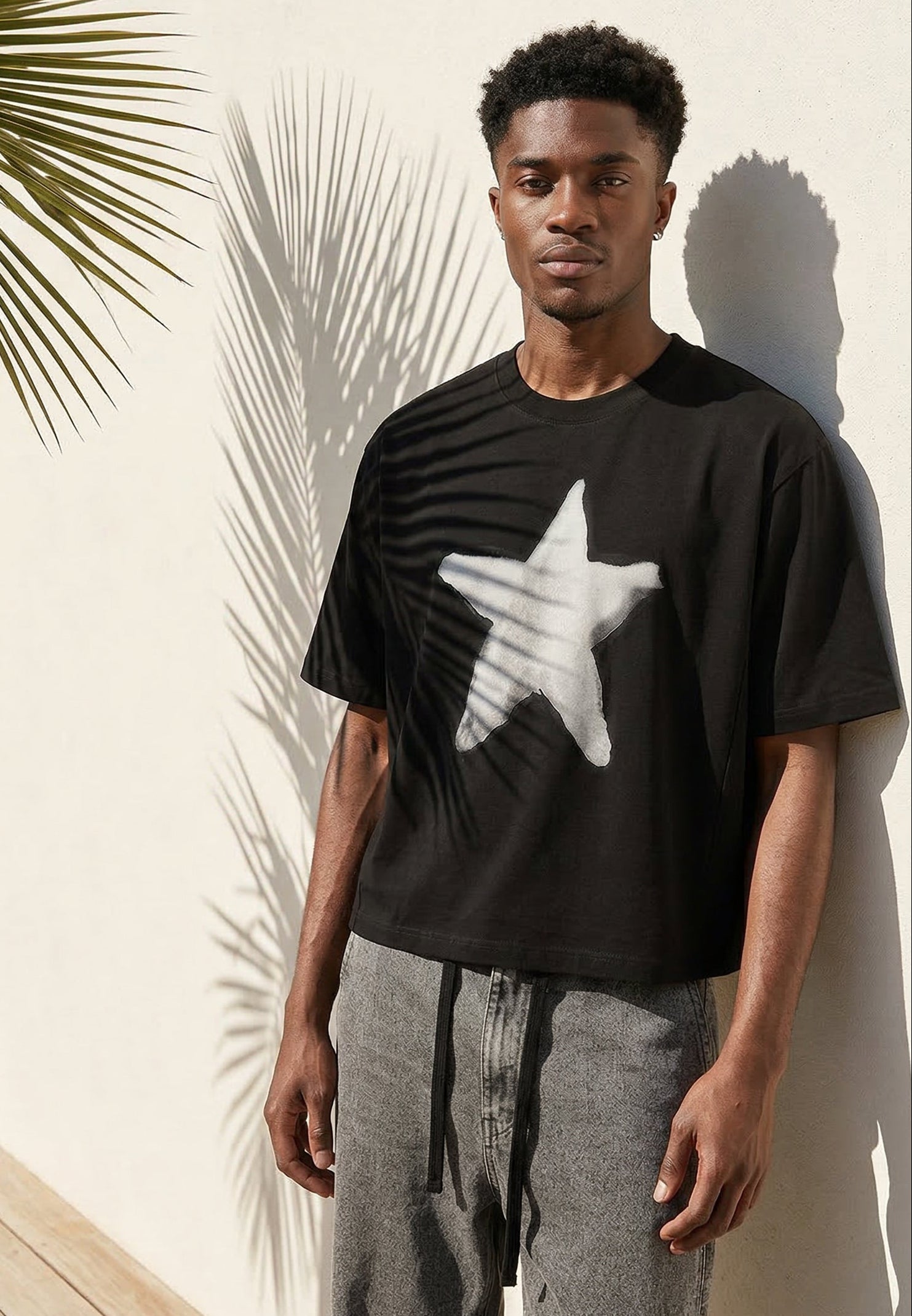 STAR CROP T-SHIRT BLACK