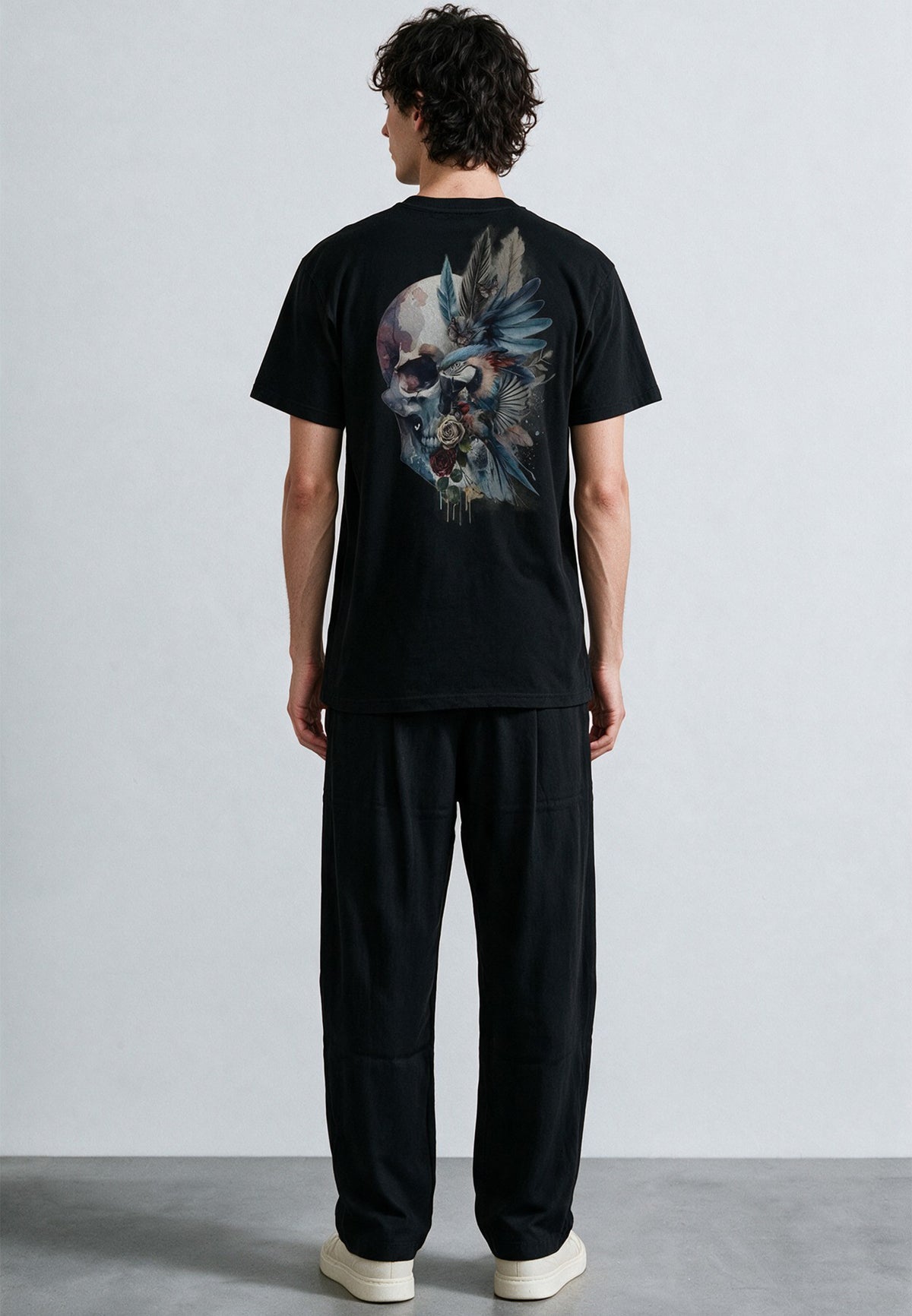 WATER COLOUR SKULL T-SHIRT BLACK