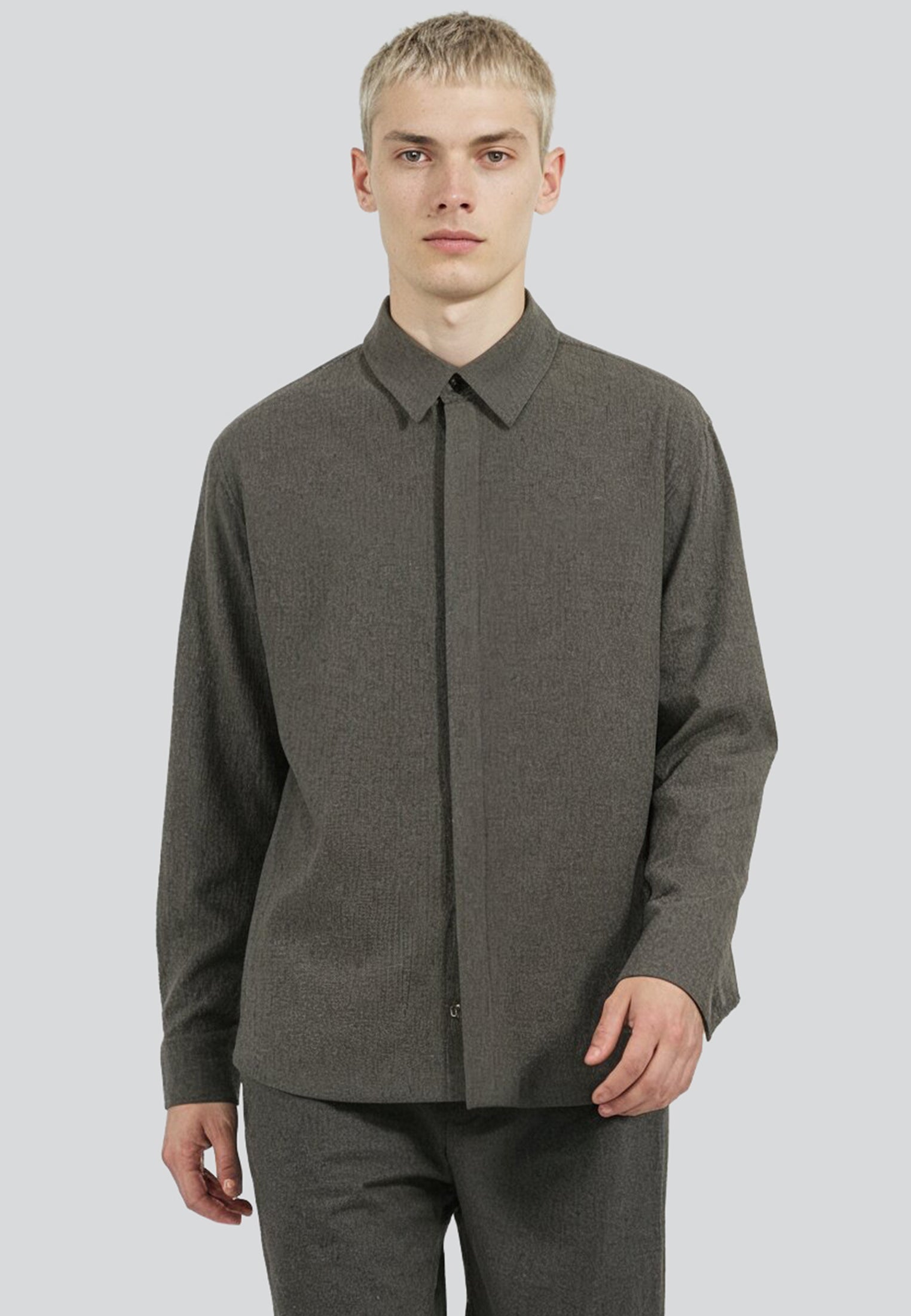 CRINKLE LONGSLEEVE SHIRT SLATE