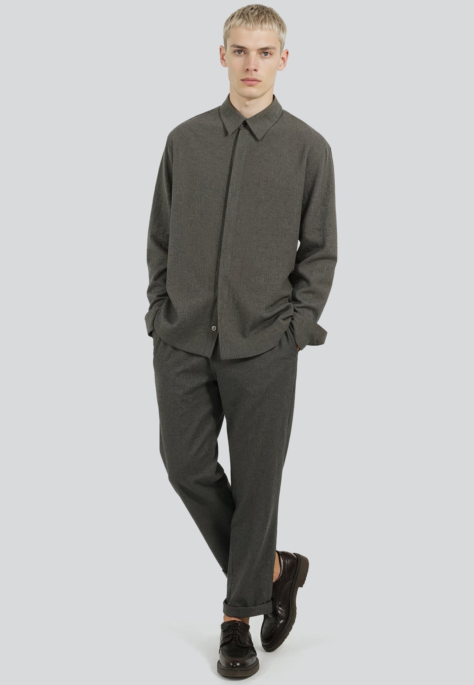 CRINKLE LONGSLEEVE SHIRT SLATE