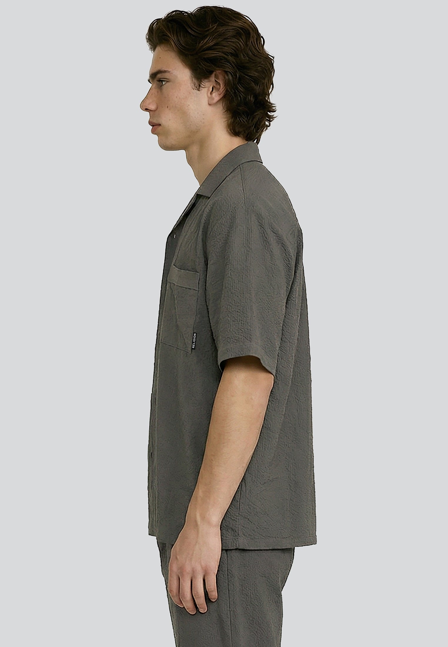 CRINKLE SHORT SLEEVE SHIRT SLATE