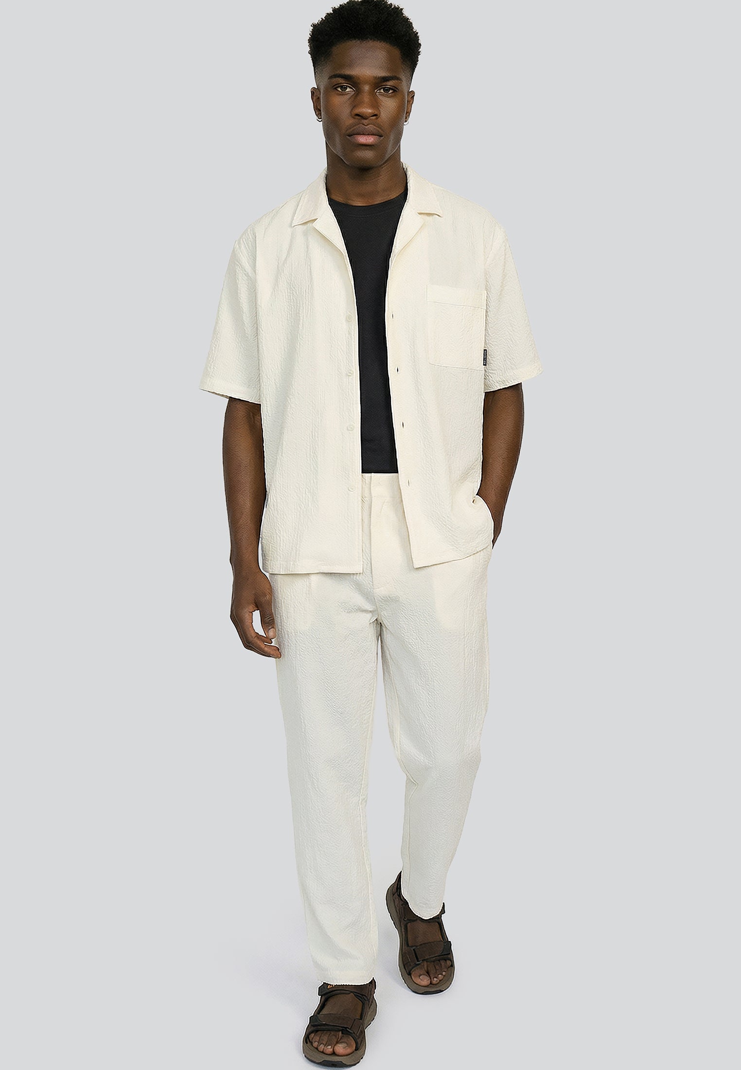 CRINKLE SHORT SLEEVE SHIRT STONE