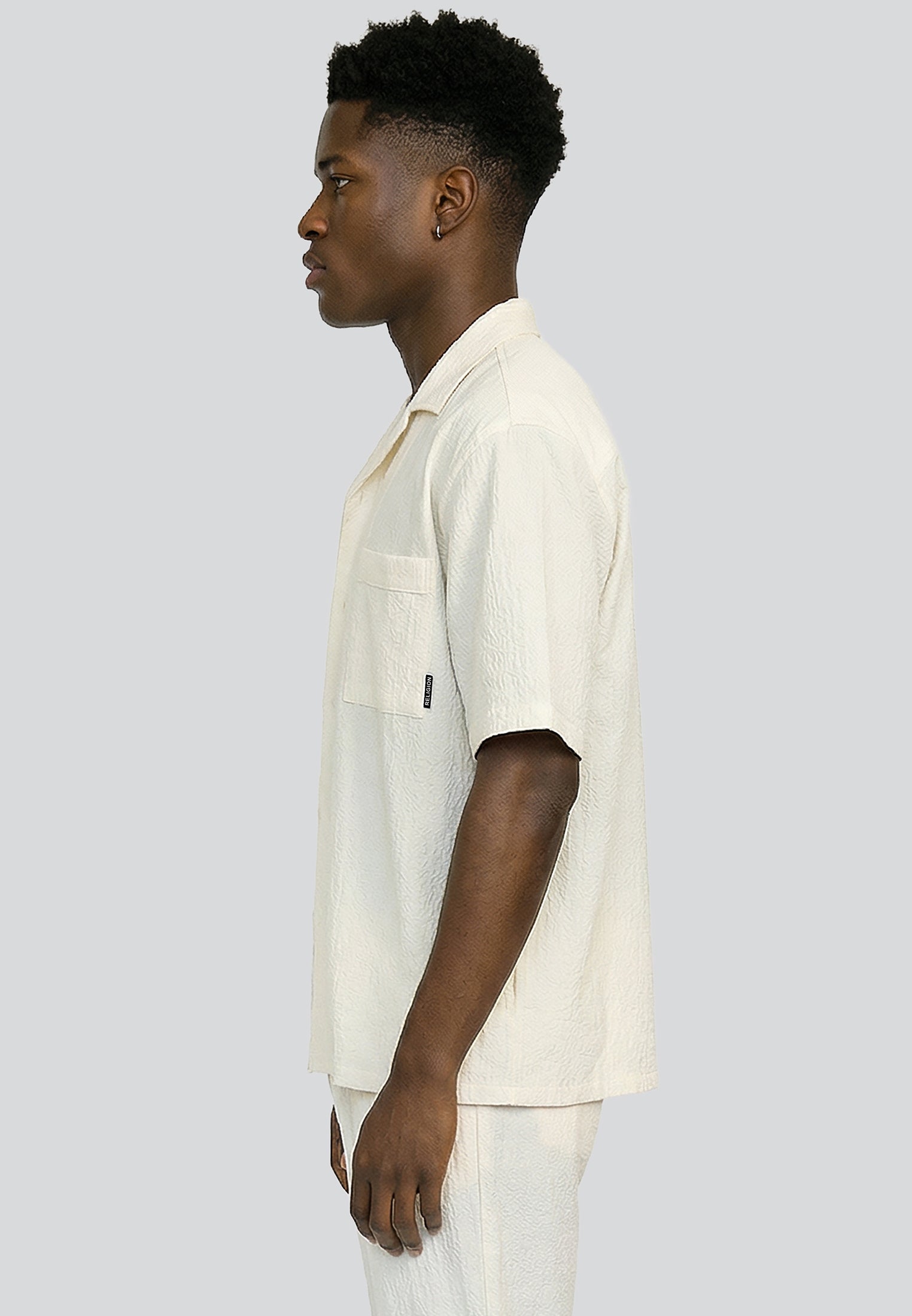 CRINKLE SHORT SLEEVE SHIRT STONE