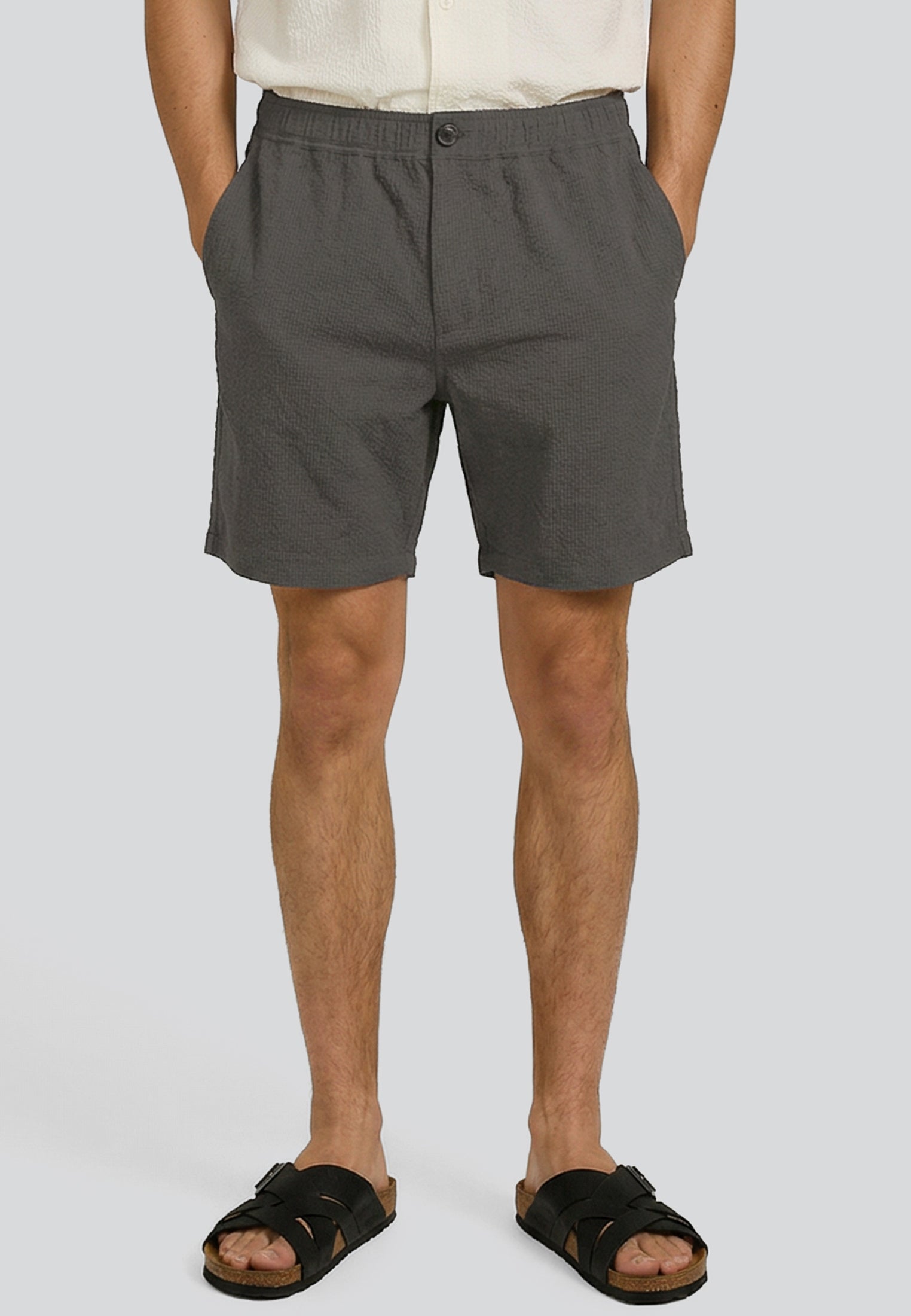 CRINKLE CHINO SHORTS SLATE