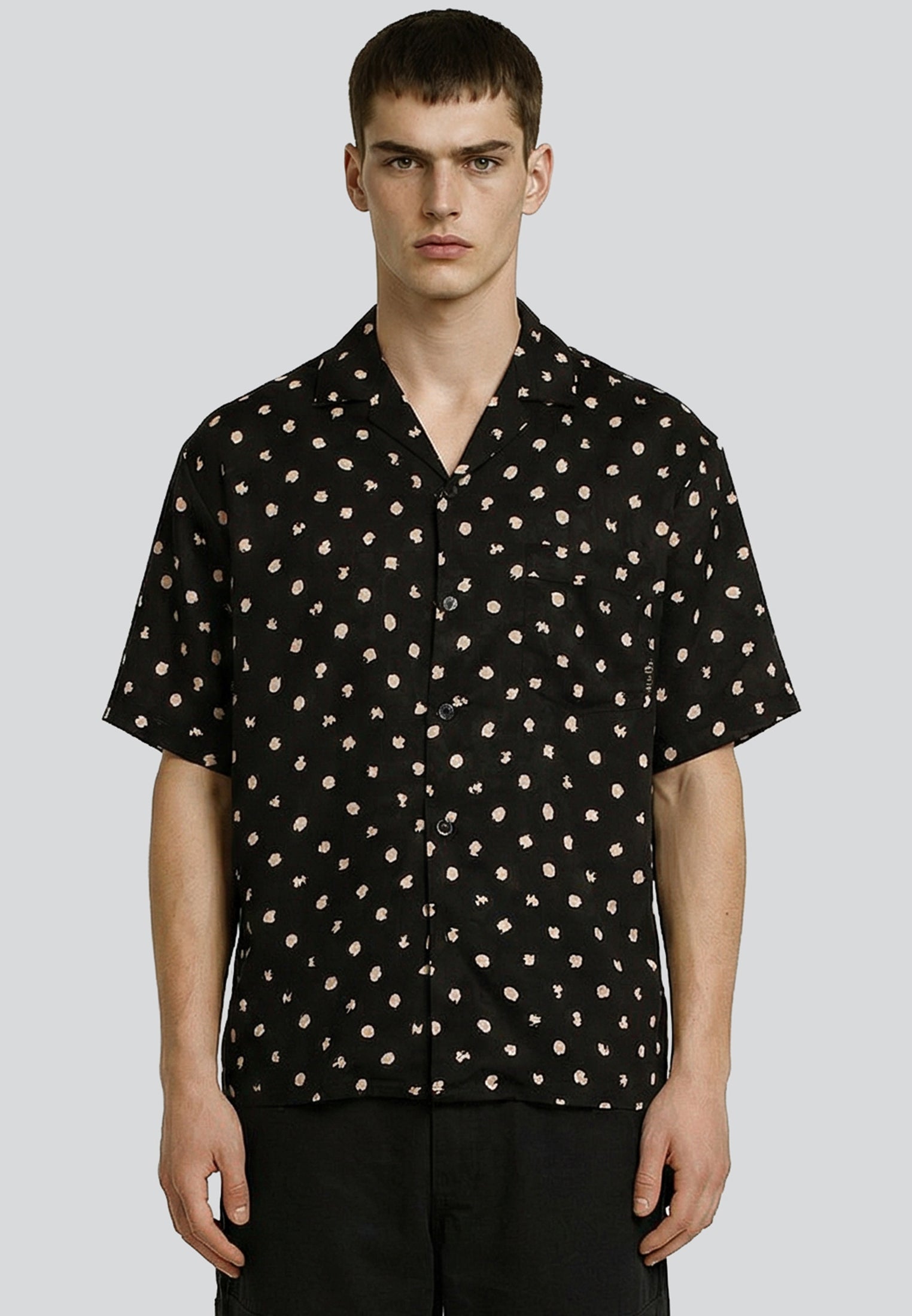 FLOWER POLKA SHIRT OFF WHITE & BLACK