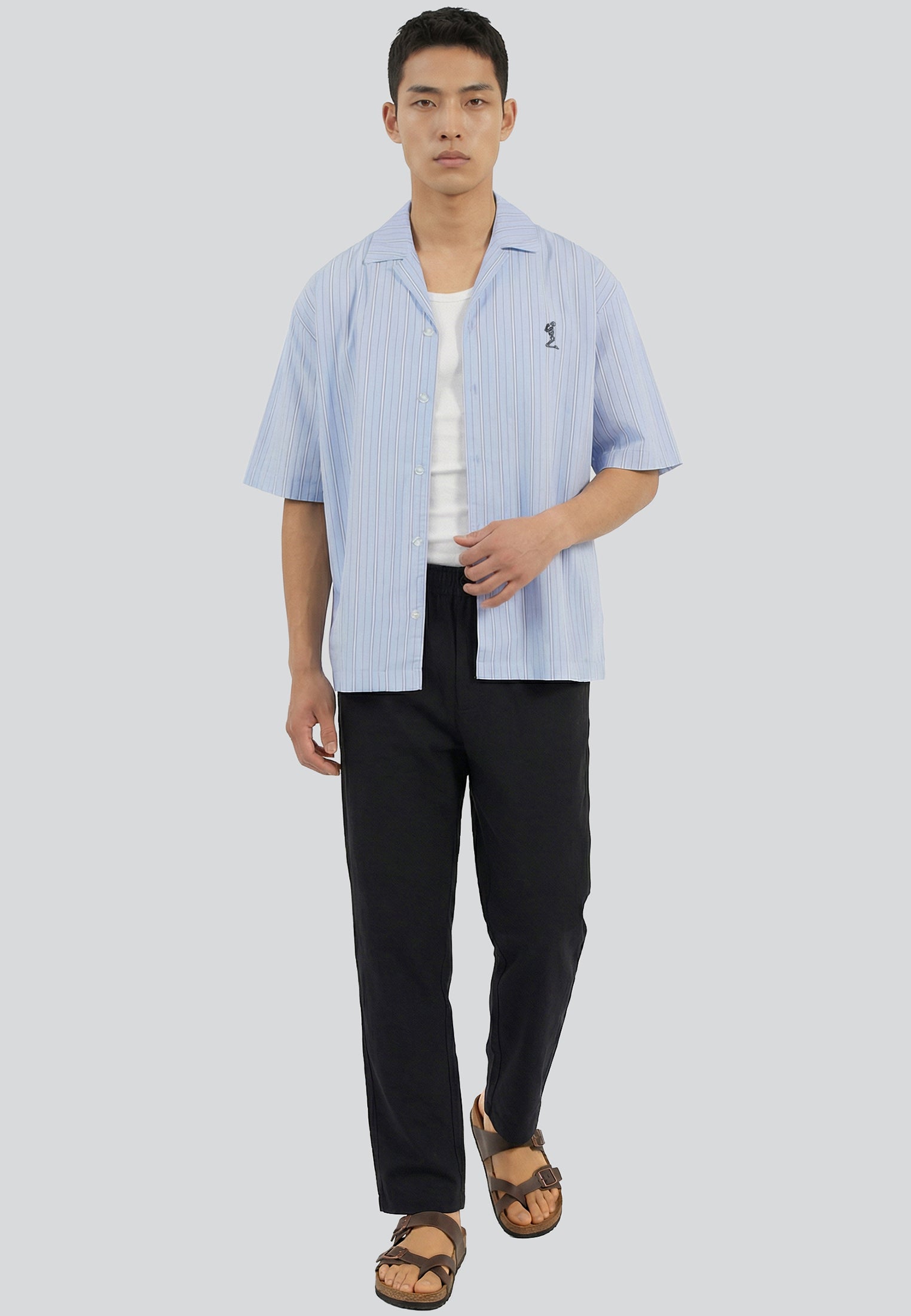 STRIPE CROPPED SHIRT WHITE & BLUE