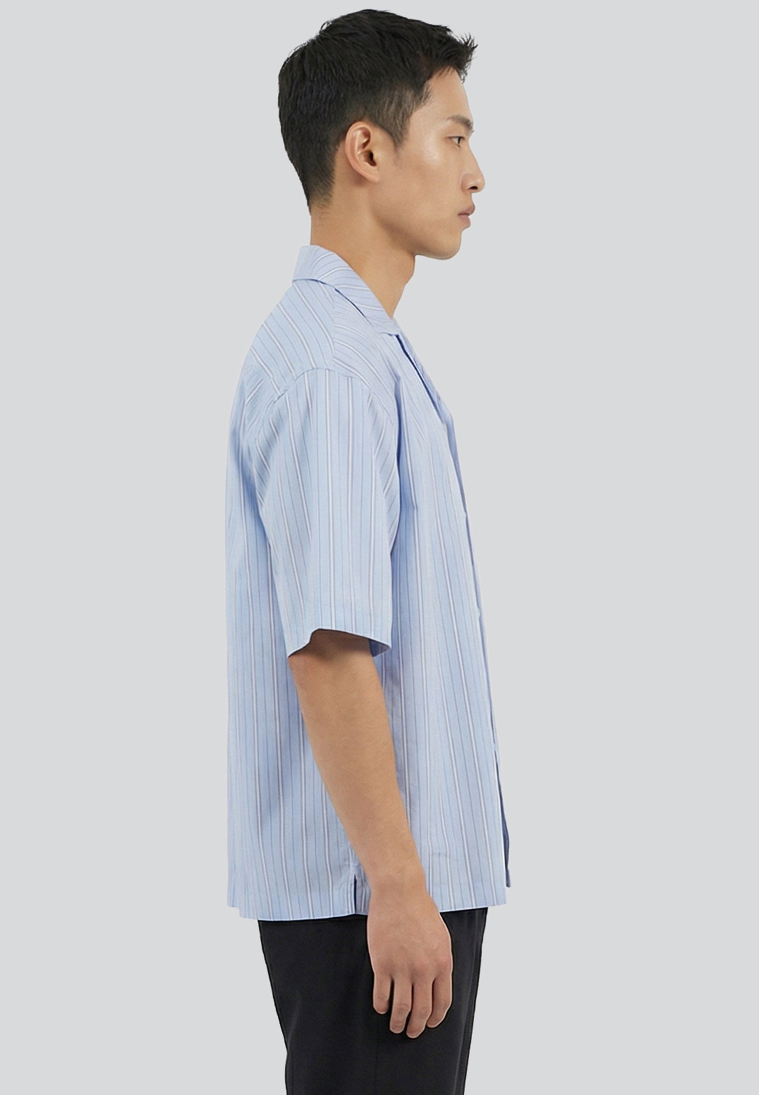 STRIPE CROPPED SHIRT WHITE & BLUE