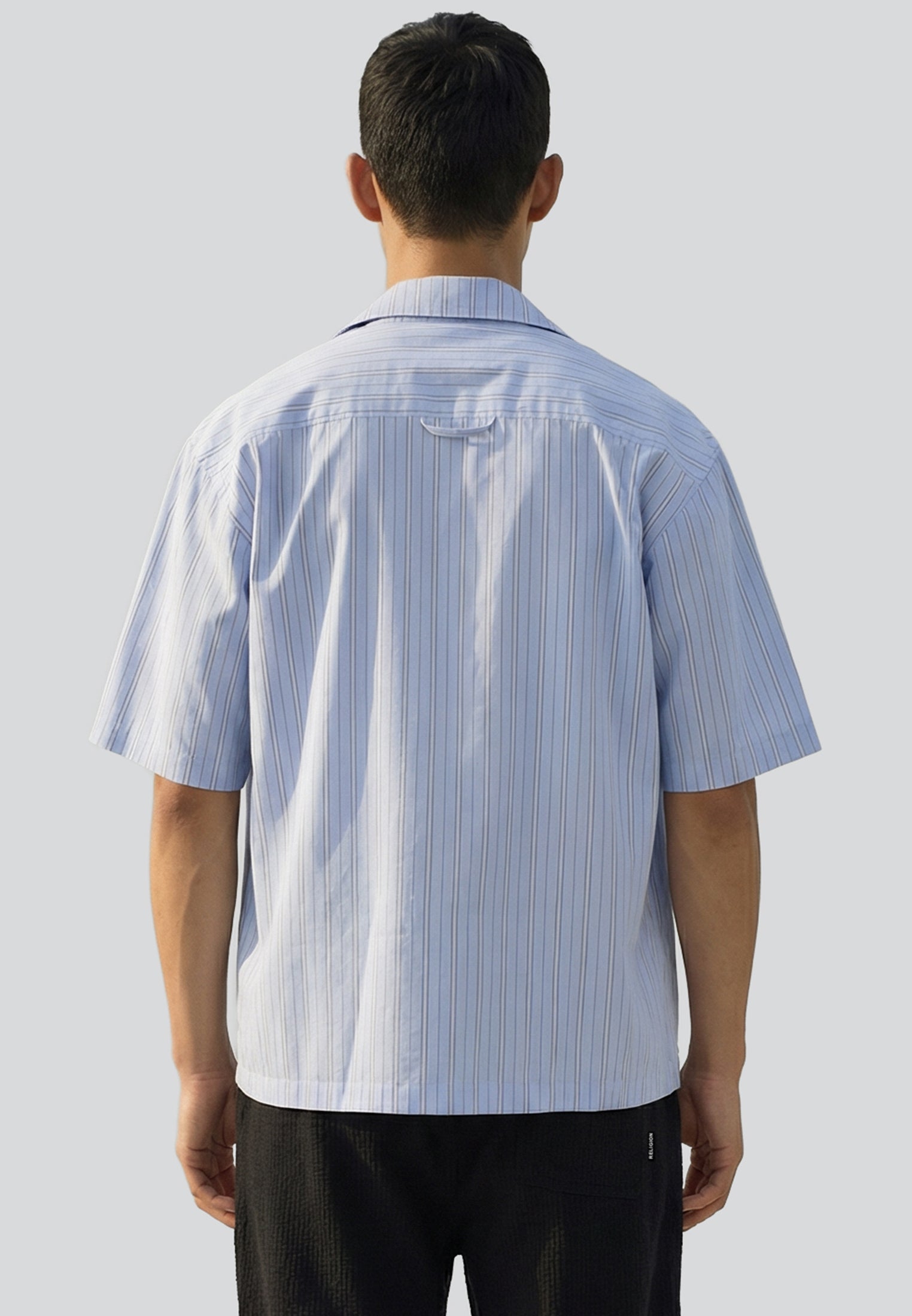 STRIPE CROPPED SHIRT WHITE & BLUE