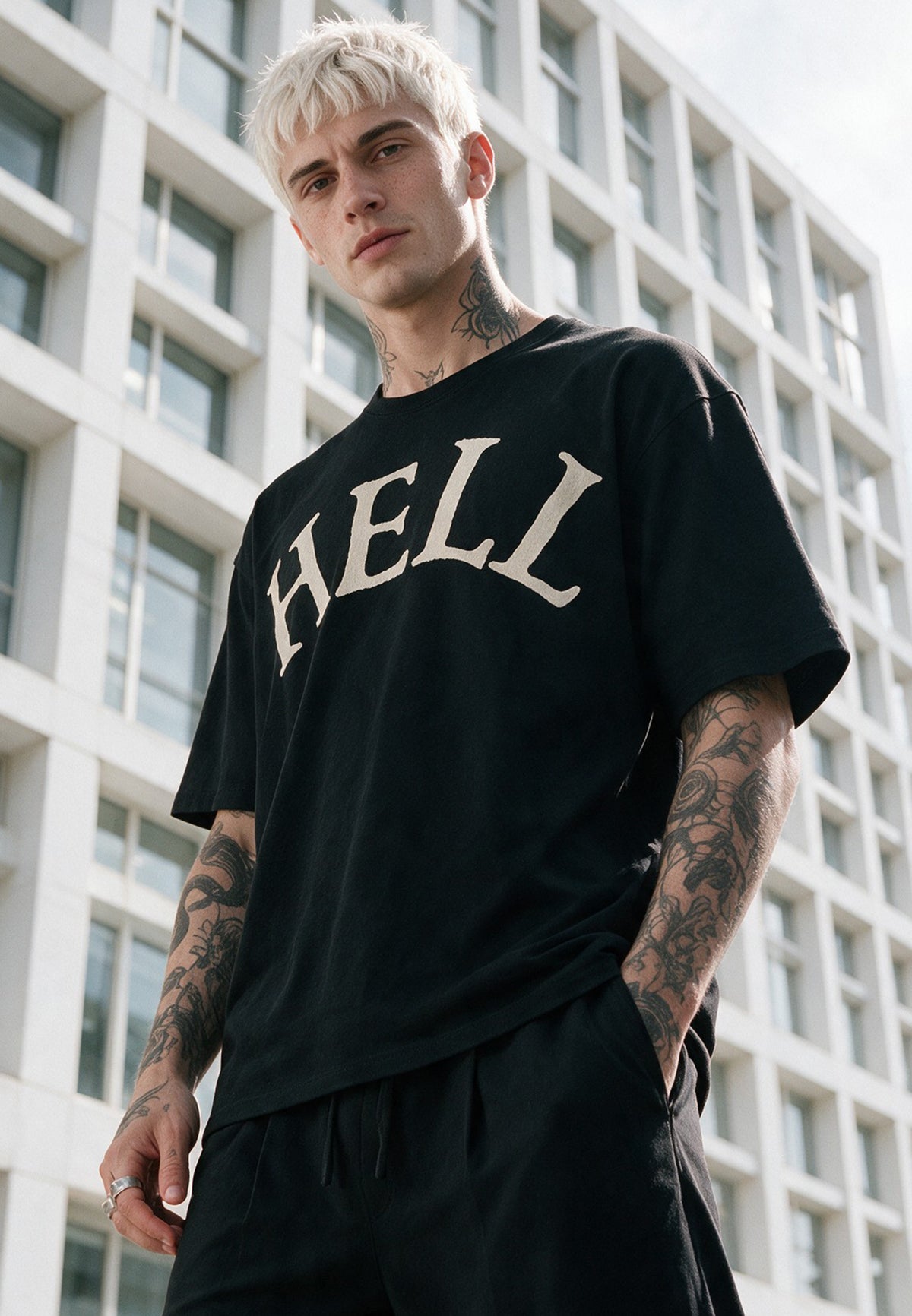 APPLIQUE HELL T-SHIRT BLACK