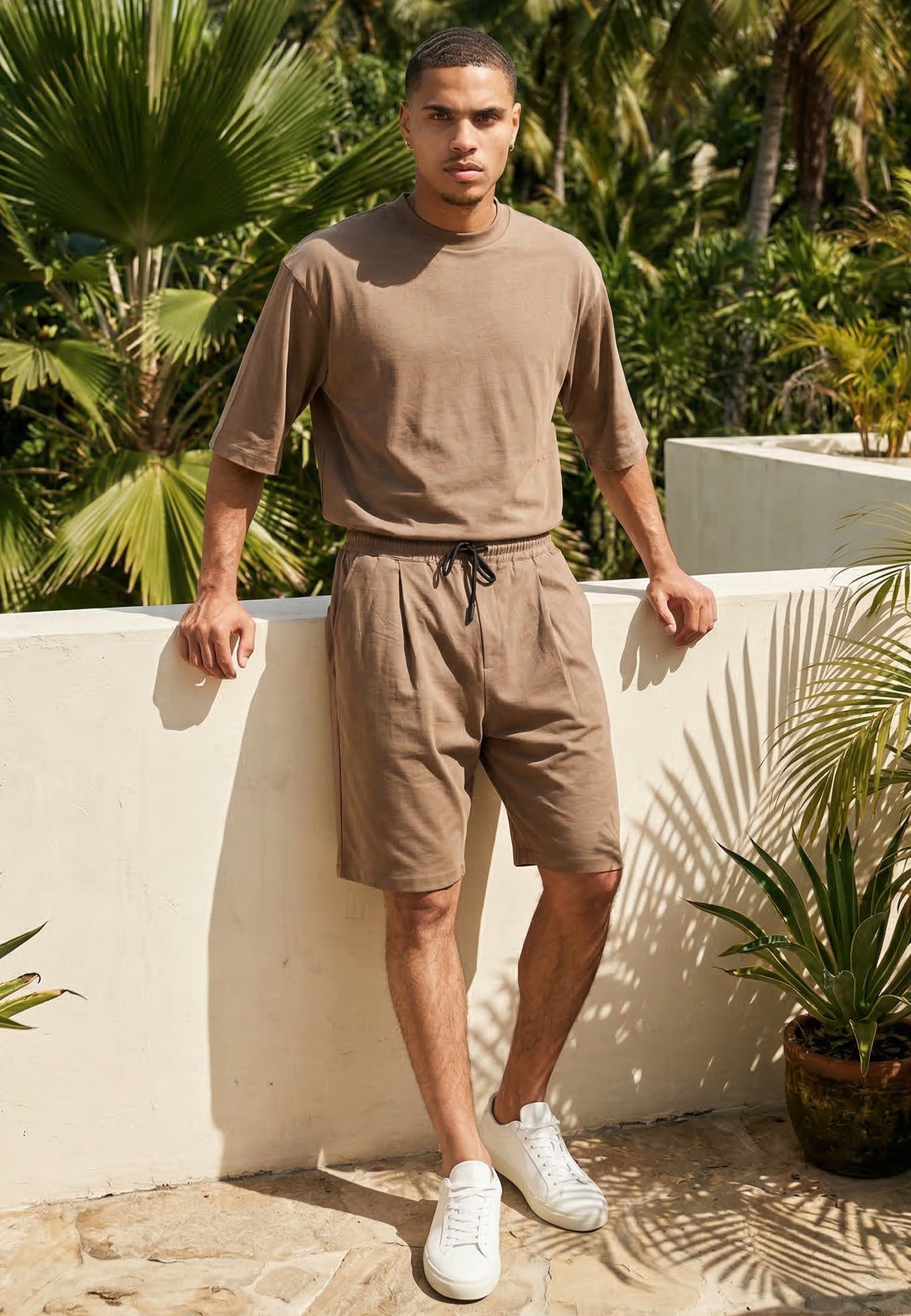 SLUB SHORTS TAN