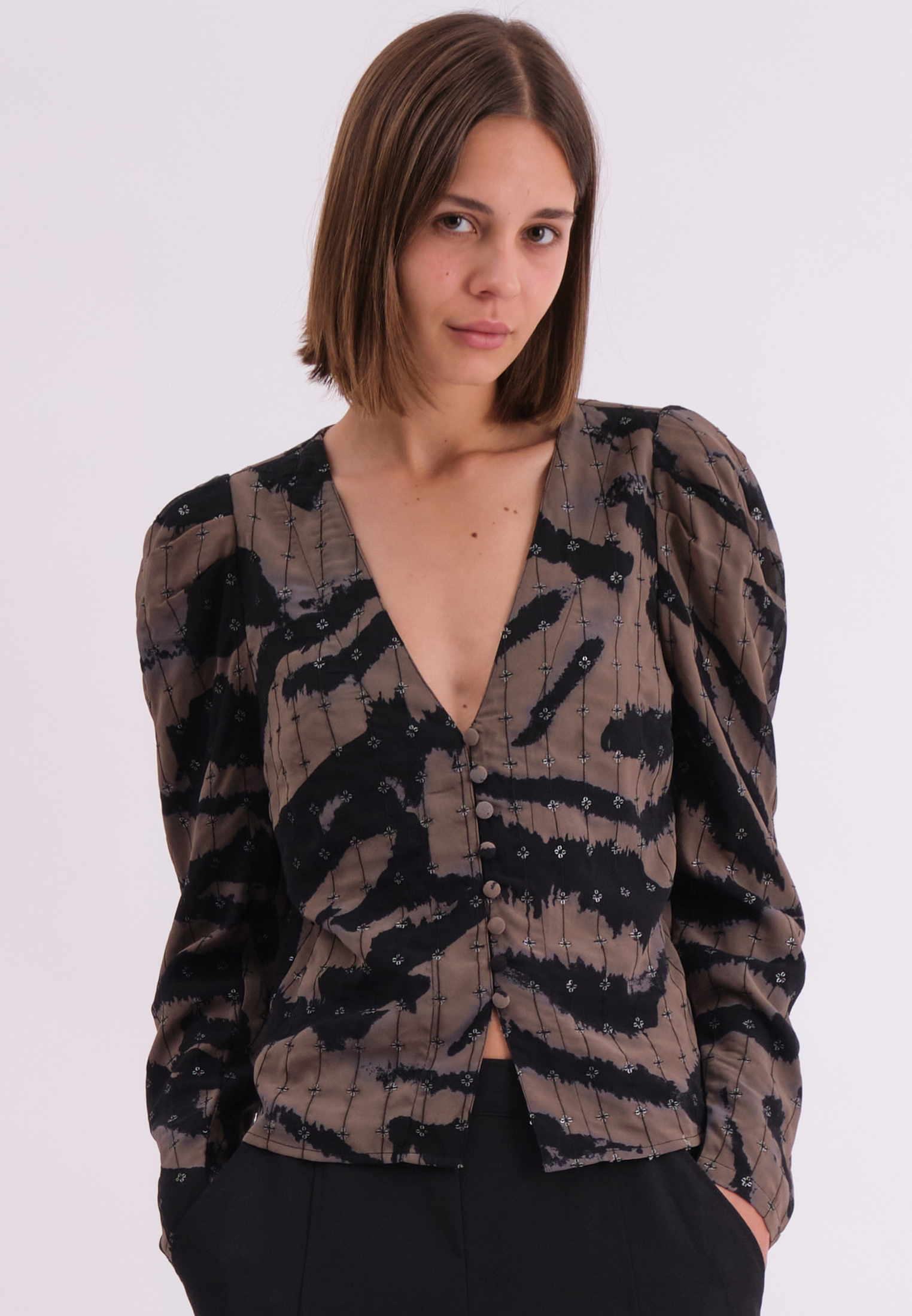 SHINE TOP ZEBRA TAUPE