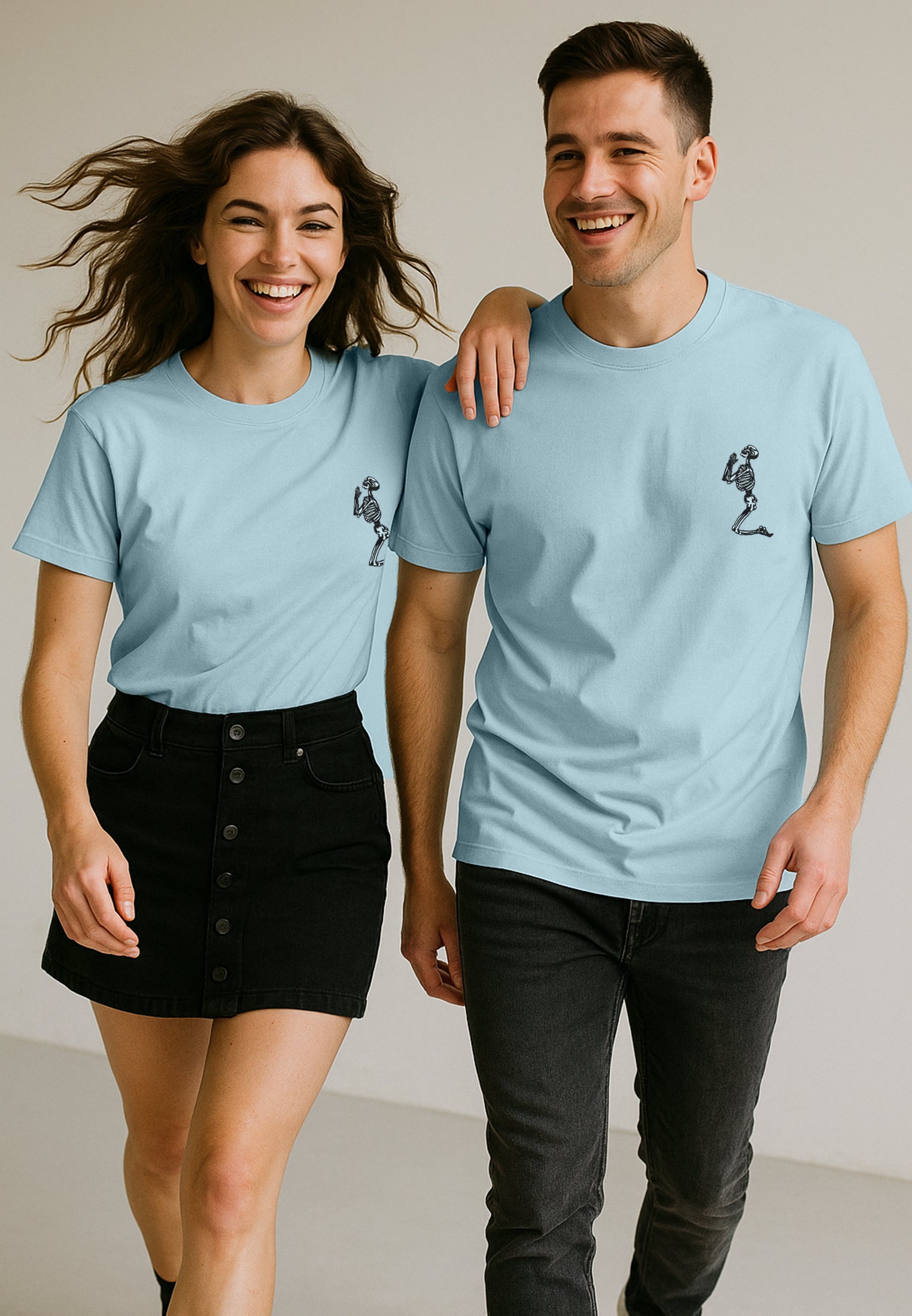 ESSENTIAL BIG SKELETON PALE BLUE T-SHIRT